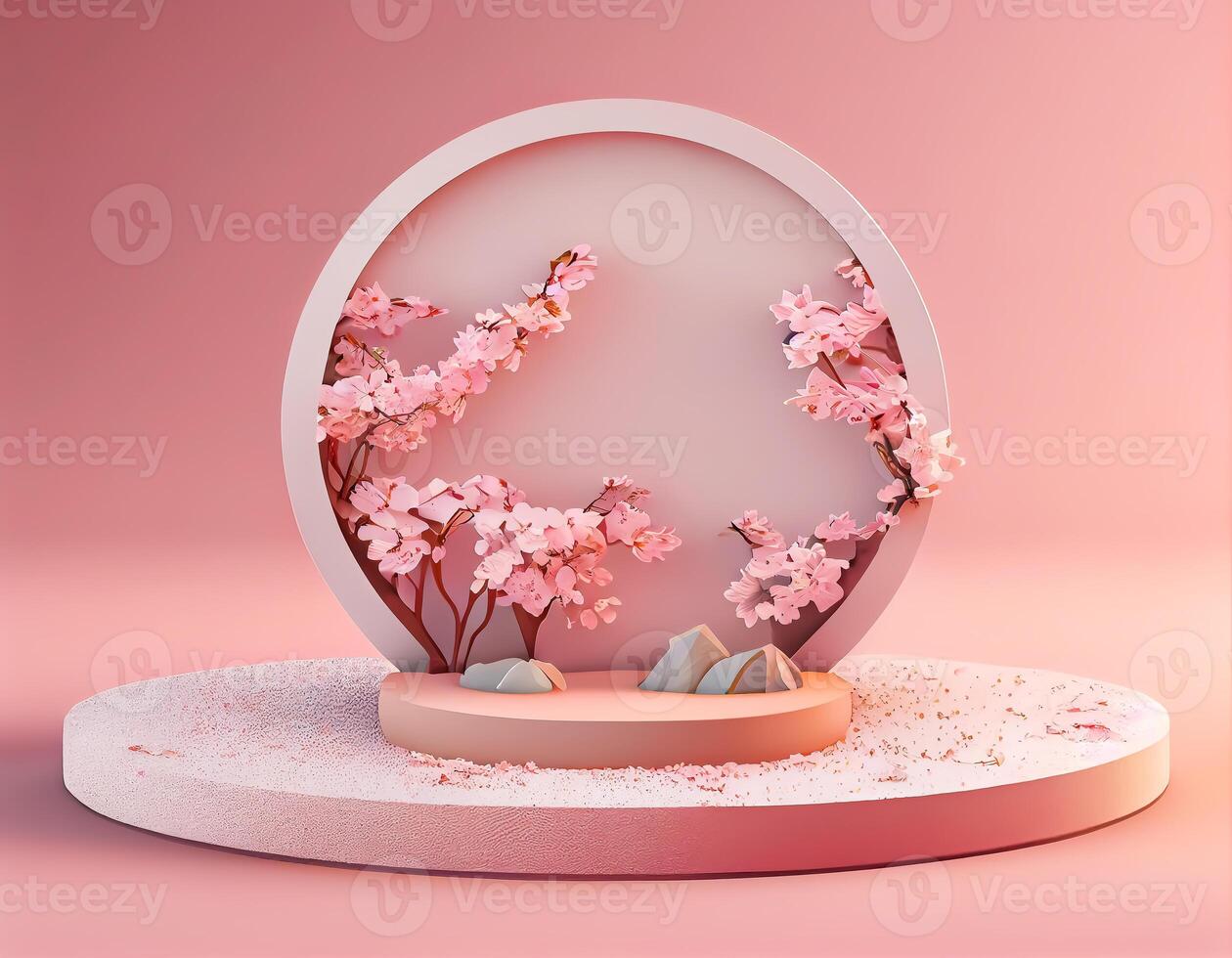 Abstract 3d podium for product presentation with geometric shapes, Empty round podium,Platforms for product presentation show new product background. photo