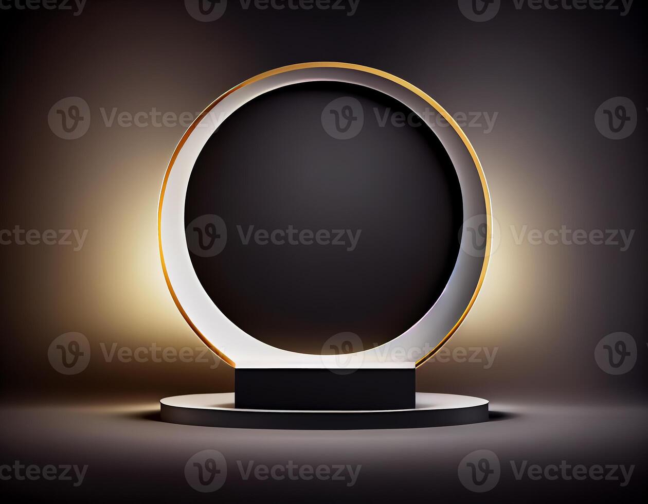 Abstract 3d podium for product presentation with geometric shapes, Empty round podium,Platforms for product presentation show new product background. photo