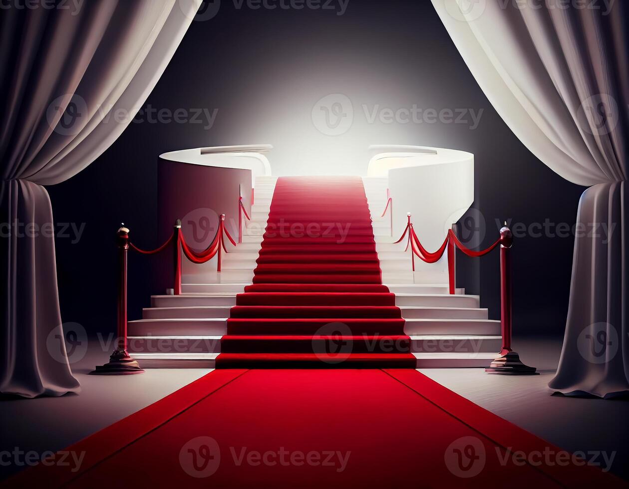 Abstract 3d podium for product presentation with geometric shapes, Empty round podium,Platforms for product presentation with shadows and light background. photo