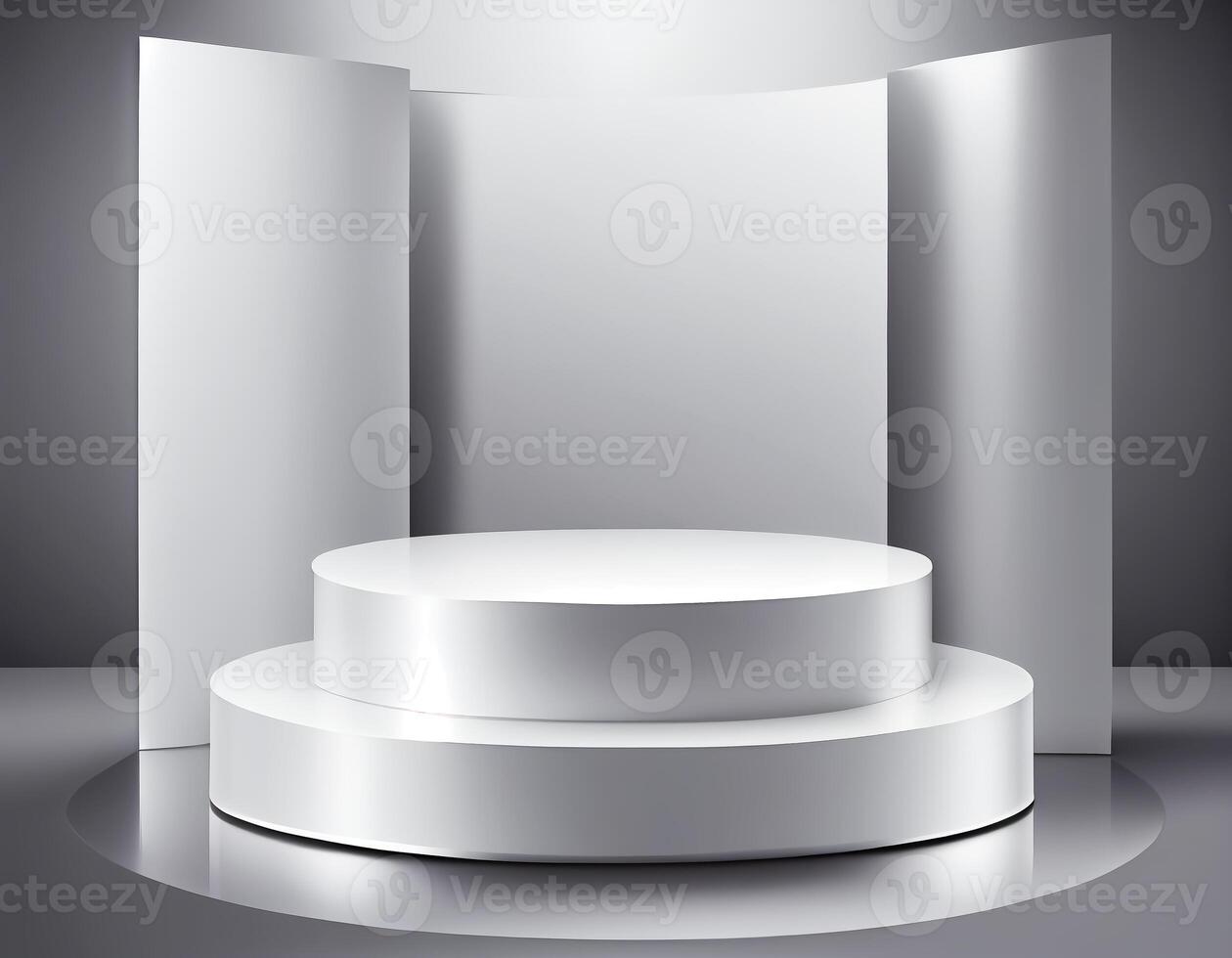 Abstract 3d podium for product presentation with geometric shapes, Empty round podium,Platforms for product presentation show new product background. photo
