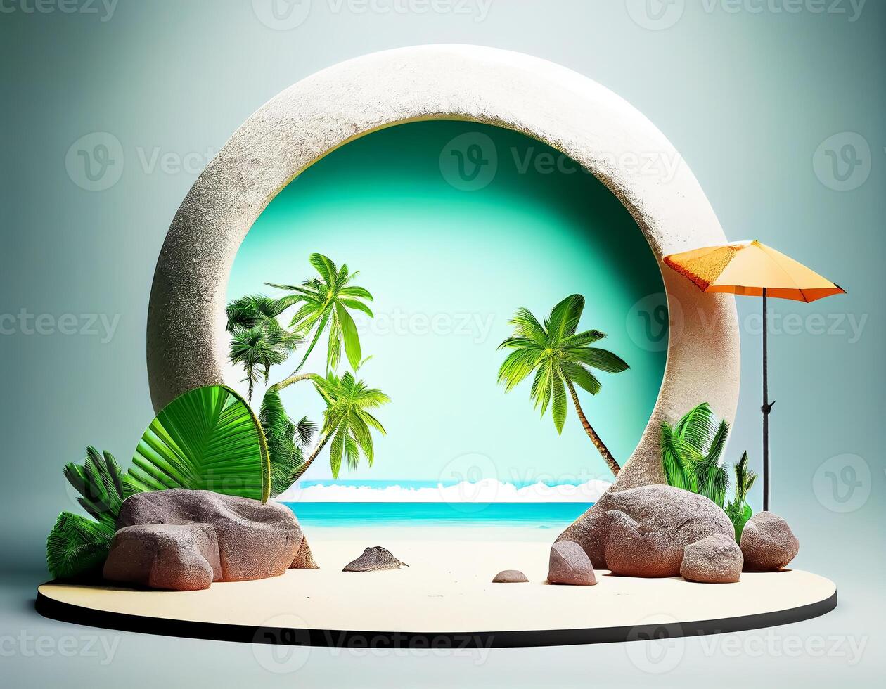 Abstract 3d podium for product presentation with geometric shapes, Empty round podium,Platforms for product presentation show new product background. photo