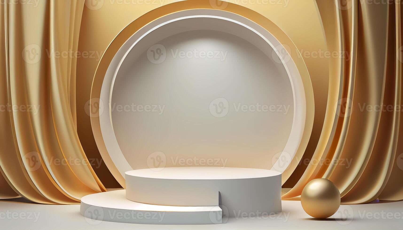 Abstract 3d podium for product presentation with geometric shapes, Empty round podium,Platforms for product presentation show new product background. photo