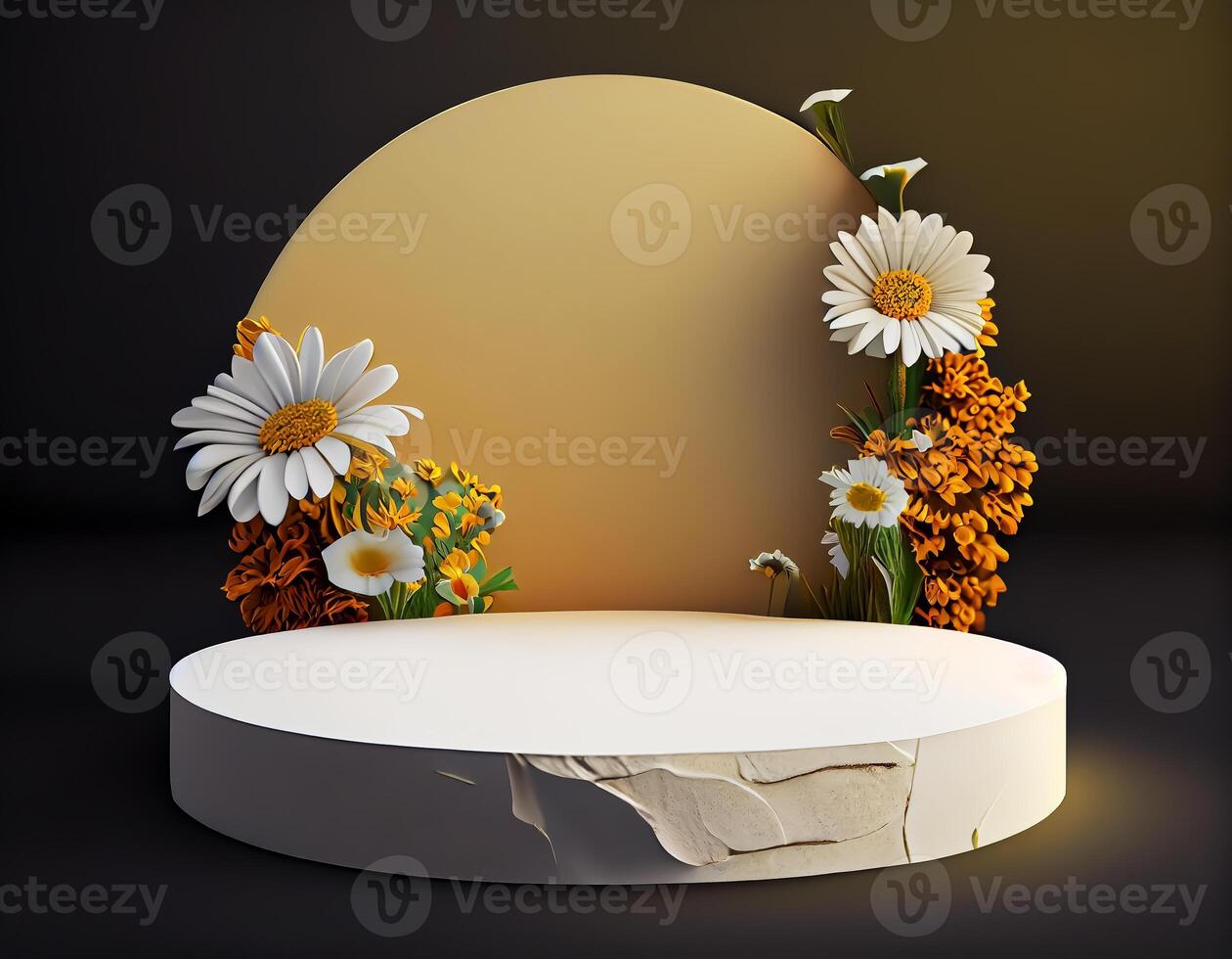 Abstract 3d podium for product presentation with geometric shapes, Empty round podium,Platforms for product presentation show new product background. photo