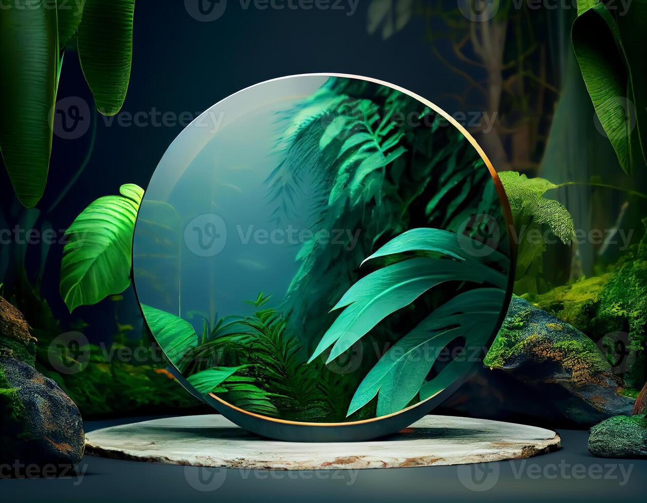 Abstract 3d podium for product presentation with geometric shapes, Empty round podium,Platforms for product presentation show new product background. photo