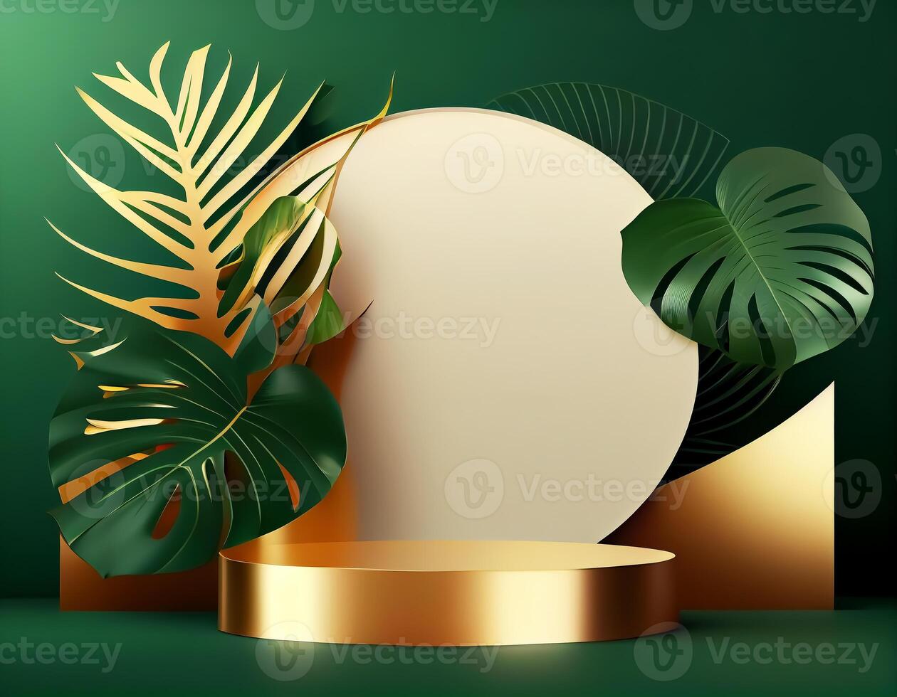 Abstract 3d podium for product presentation with geometric shapes, Empty round podium,Platforms for product presentation show new product background. photo