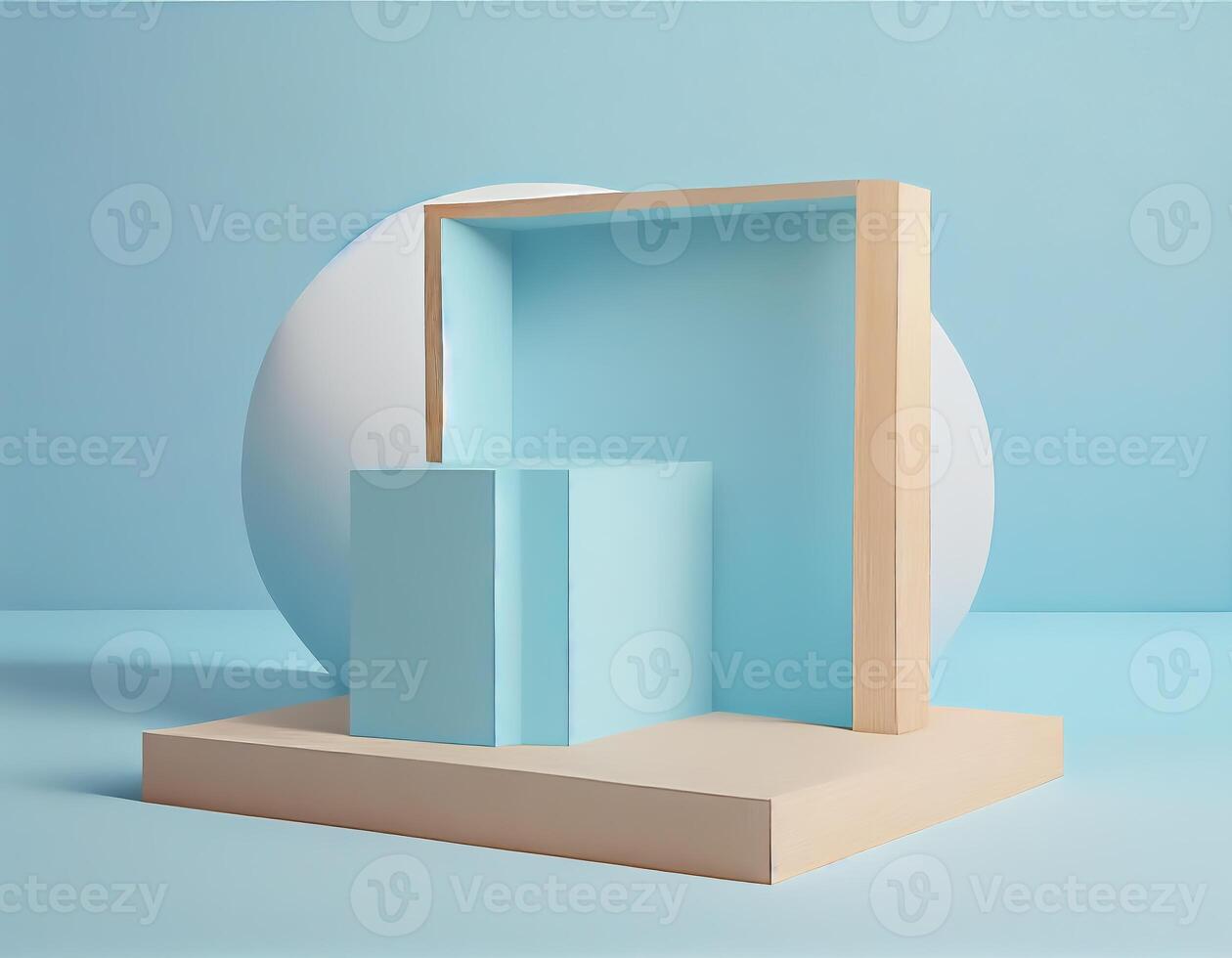 Abstract 3d podium for product presentation with geometric shapes, Empty round podium,Platforms for product presentation show new product background. photo