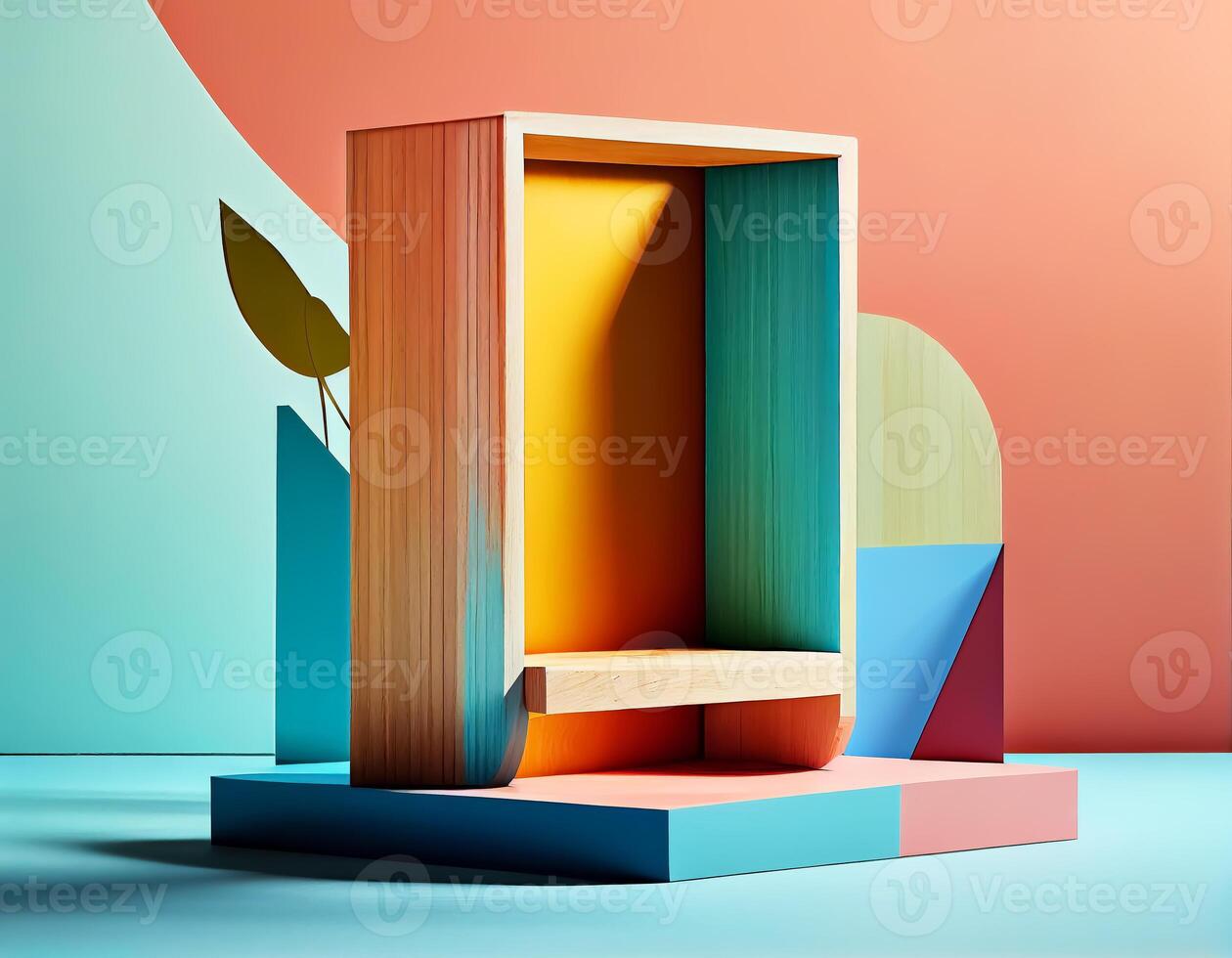 Abstract 3d podium for product presentation with geometric shapes, Empty round podium,Platforms for product presentation show new product background. photo