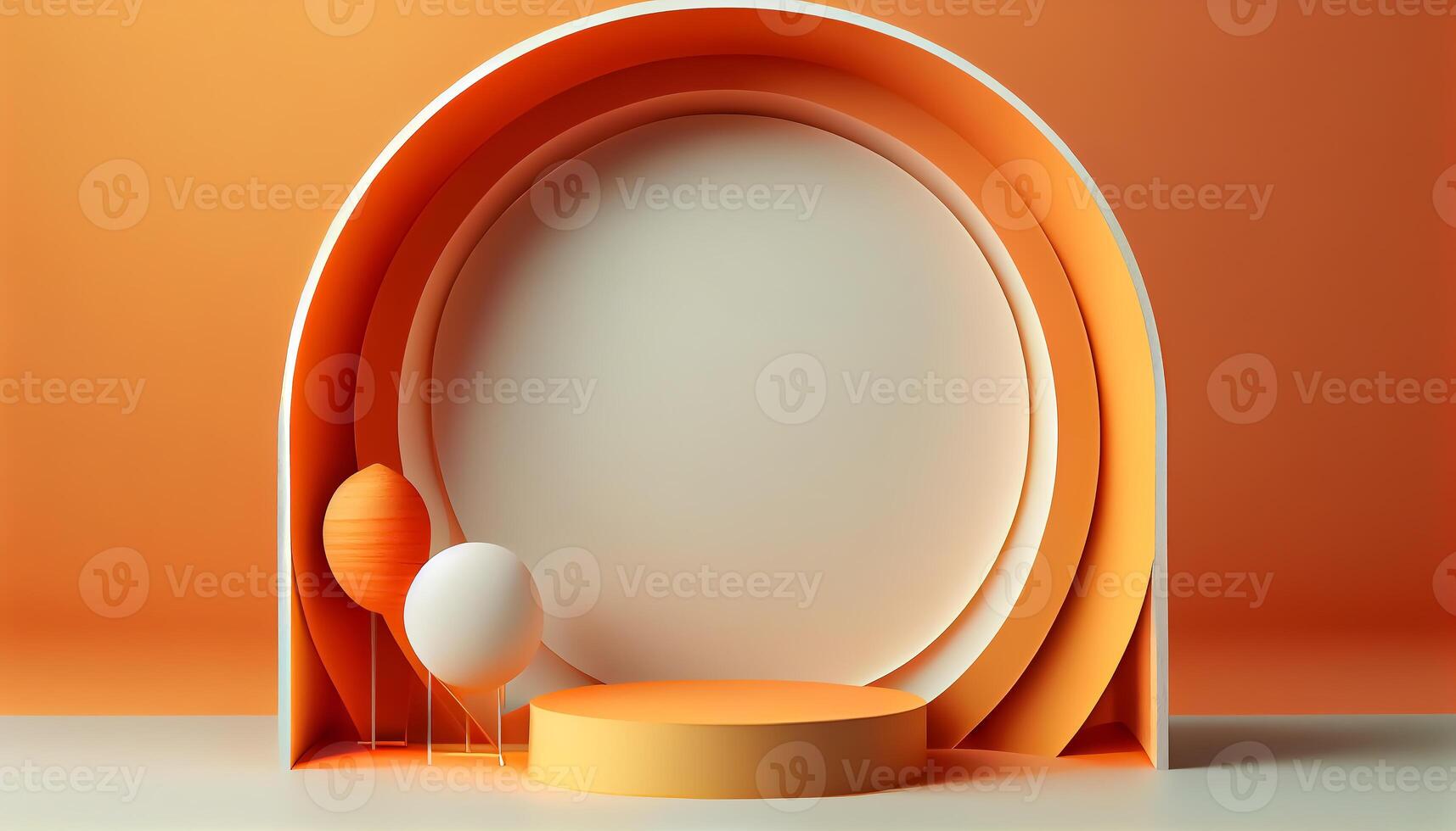 Abstract 3d podium for product presentation with geometric shapes, Empty round podium,Platforms for product presentation show new product background. photo