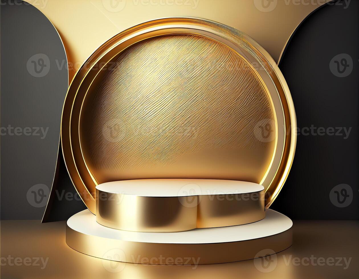 Abstract 3d podium for product presentation with geometric shapes, Empty round podium,Platforms for product presentation show new product background. photo