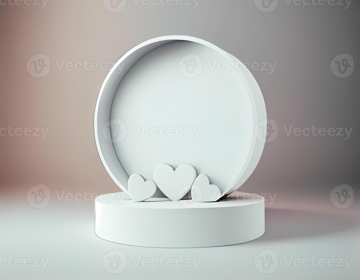 Abstract 3d podium for product presentation with geometric shapes, Empty round podium,Platforms for product presentation with shadows and light background. photo