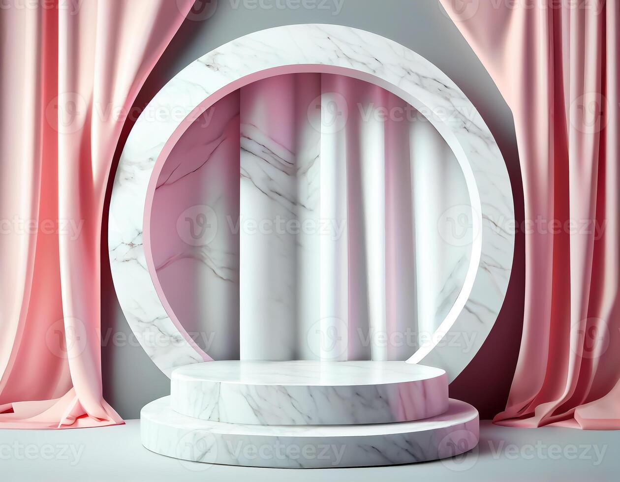 Abstract 3d podium for product presentation with geometric shapes, Empty round podium,Platforms for product presentation show new product background. photo