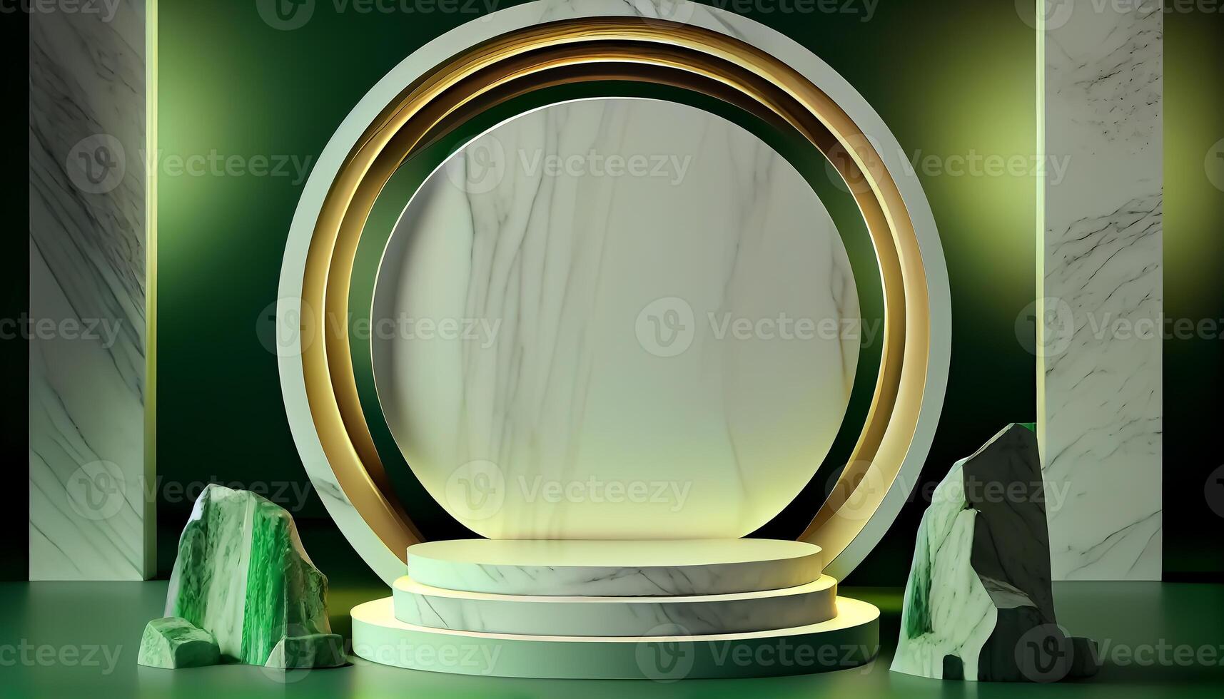Abstract 3d podium for product presentation with geometric shapes, Empty round podium,Platforms for product presentation show new product background. photo