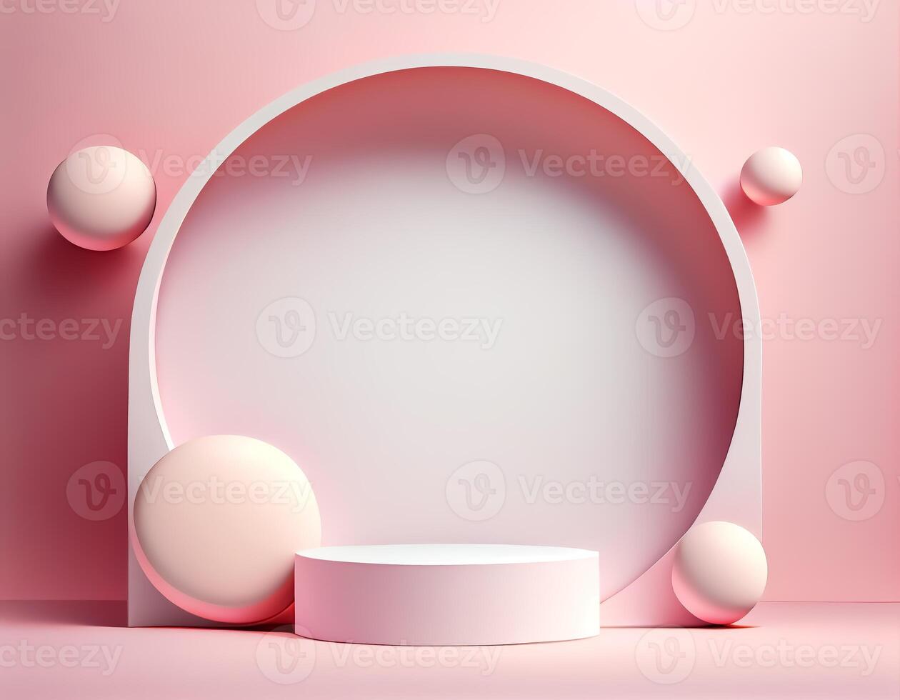 Abstract 3d podium for product presentation with geometric shapes, Empty round podium,Platforms for product presentation with shadows and light background. photo