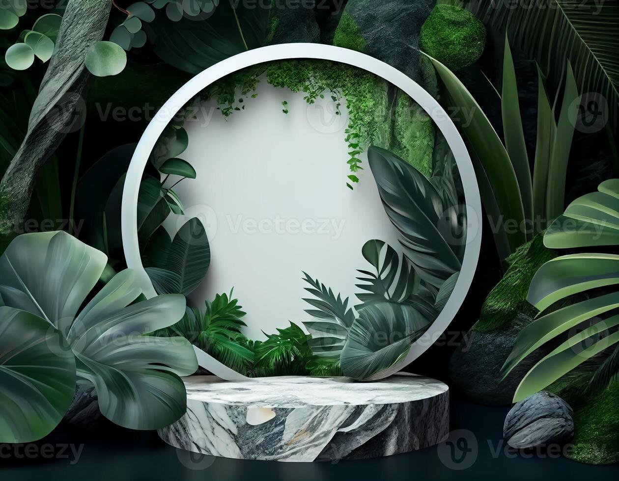 Abstract 3d podium for product presentation with geometric shapes, Empty round podium,Platforms for product presentation with shadows and light background. photo