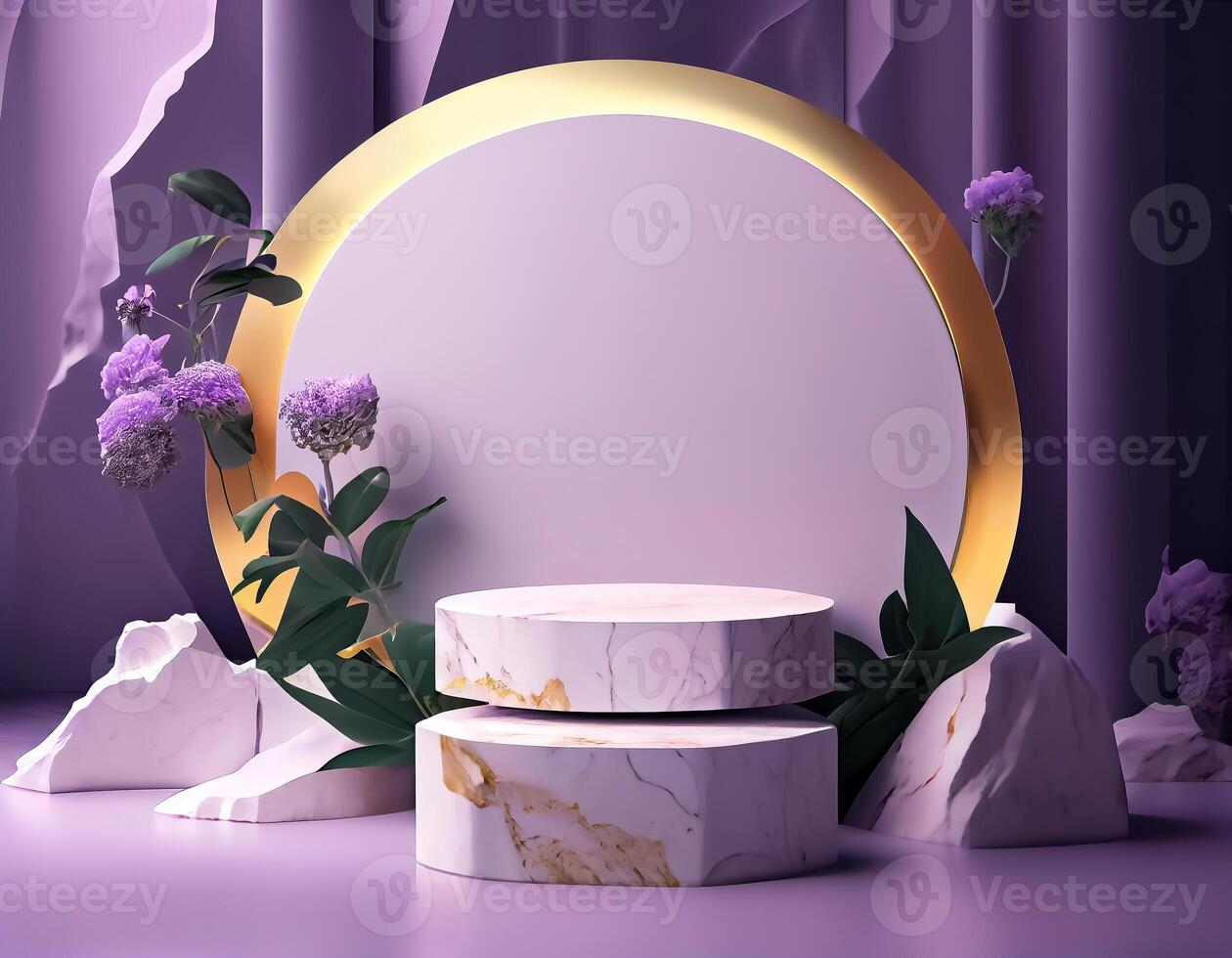 Abstract 3d podium for product presentation with geometric shapes, Empty round podium,Platforms for product presentation show new product background. photo