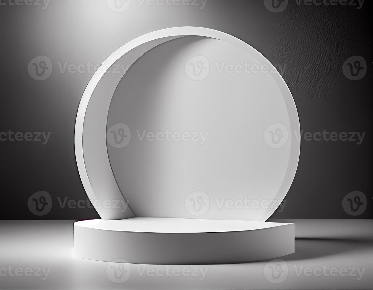 Abstract 3d podium for product presentation with geometric shapes, Empty round podium,Platforms for product presentation show new product background. photo
