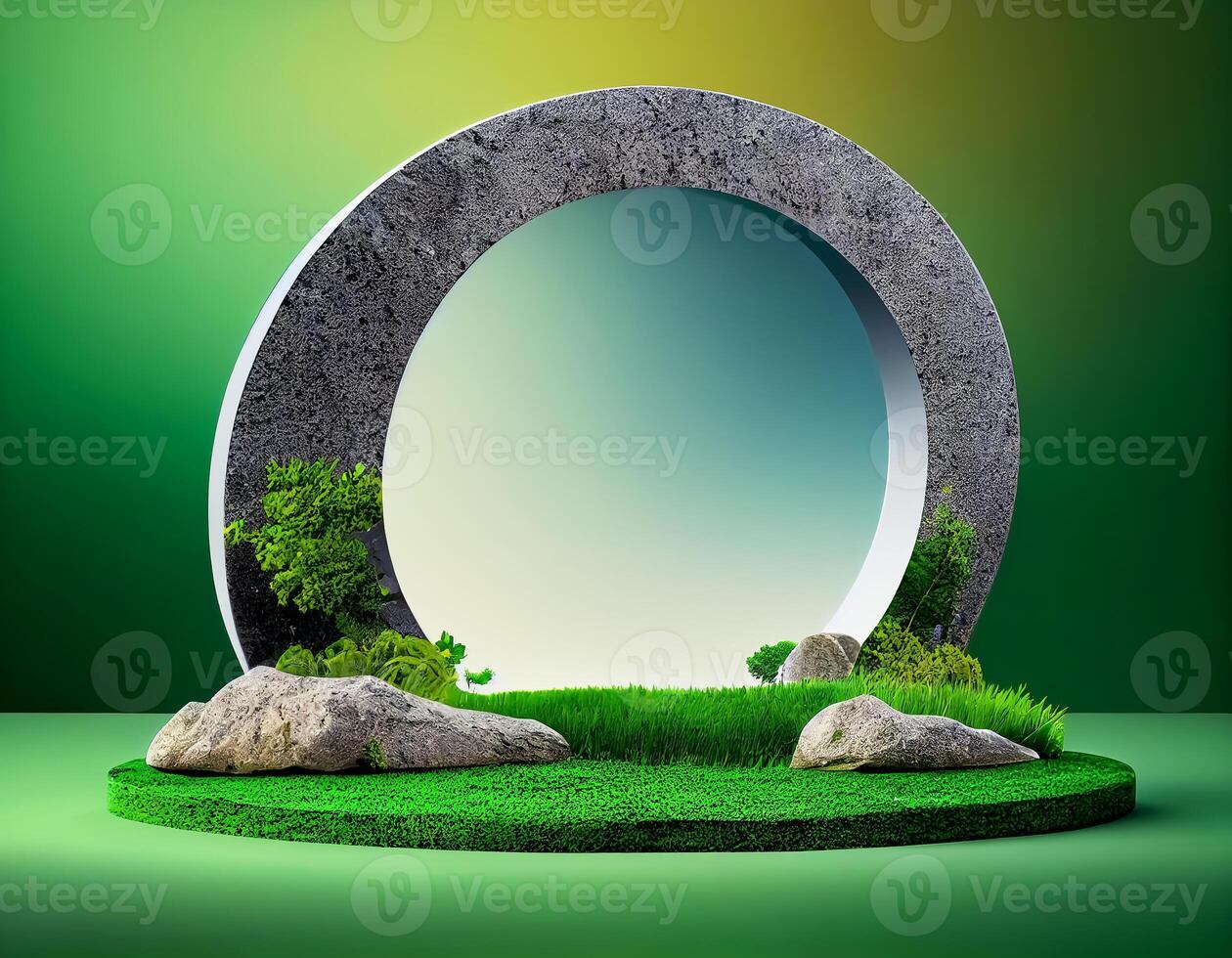 Abstract 3d podium for product presentation with geometric shapes, Empty round podium,Platforms for product presentation show new product background. photo
