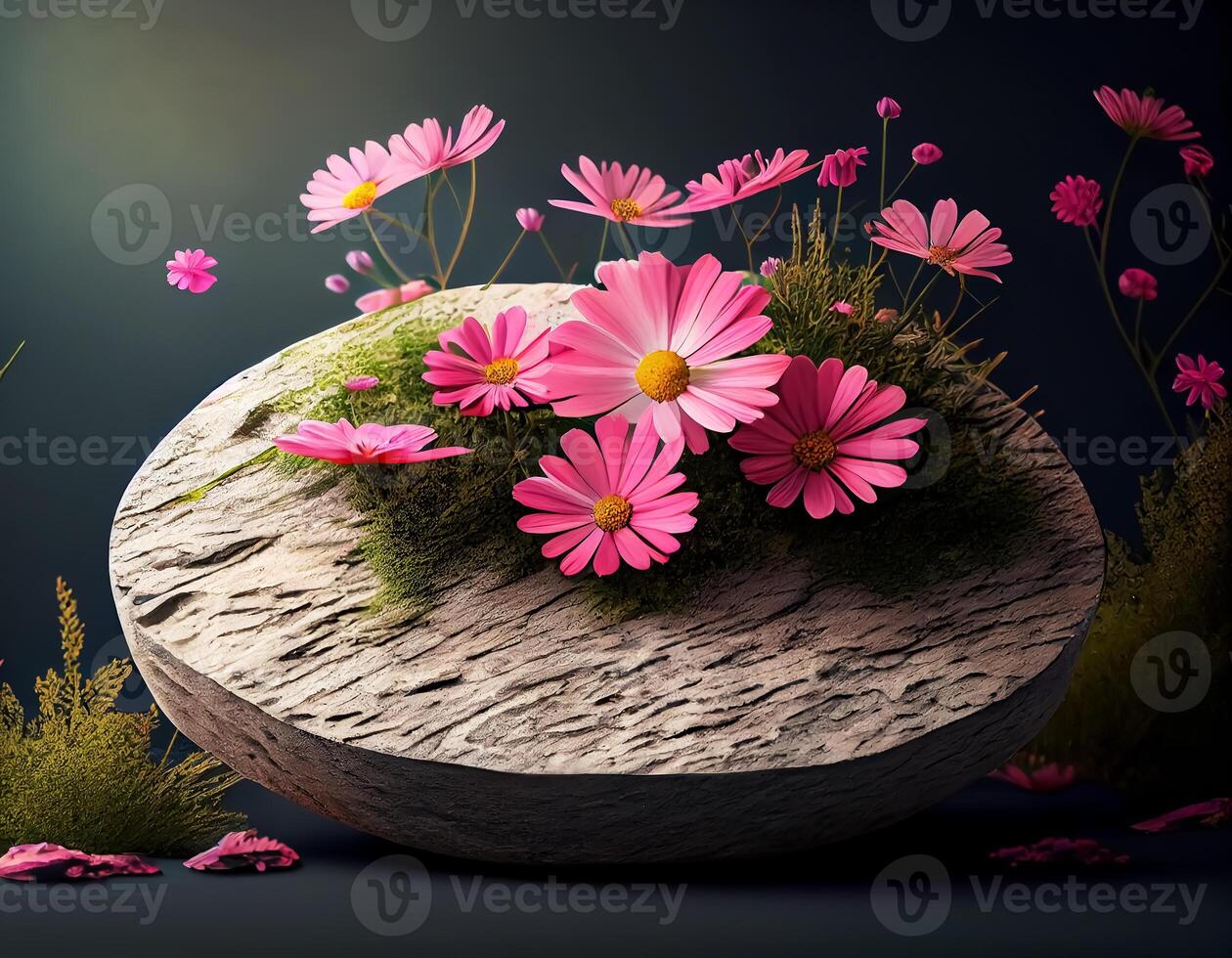 Abstract 3d podium for product presentation with geometric shapes, Empty round podium,Platforms for product presentation show new product background. photo