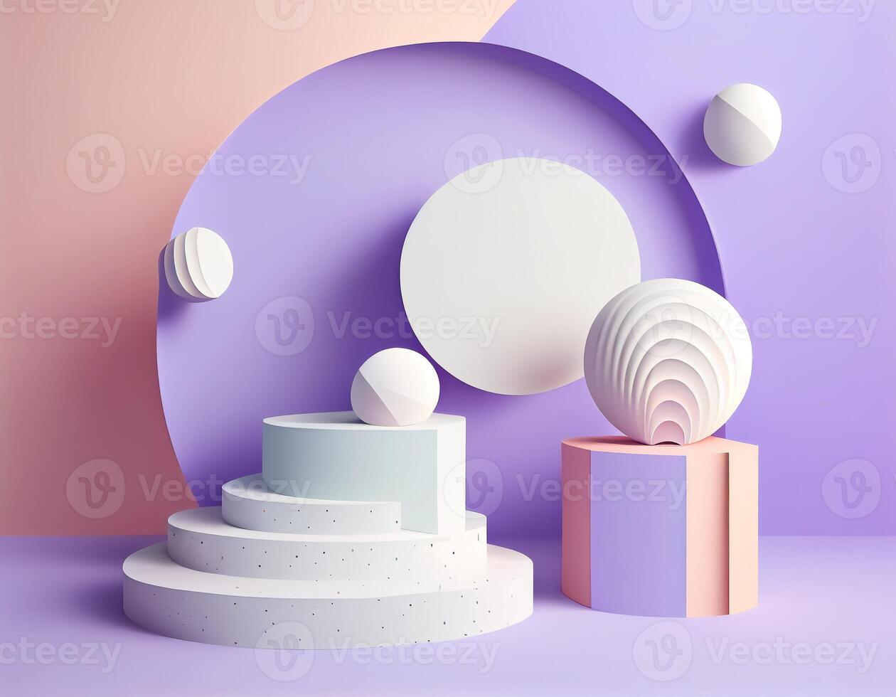 Abstract 3d podium for product presentation with geometric shapes, Empty round podium,Platforms for product presentation show new product background. photo