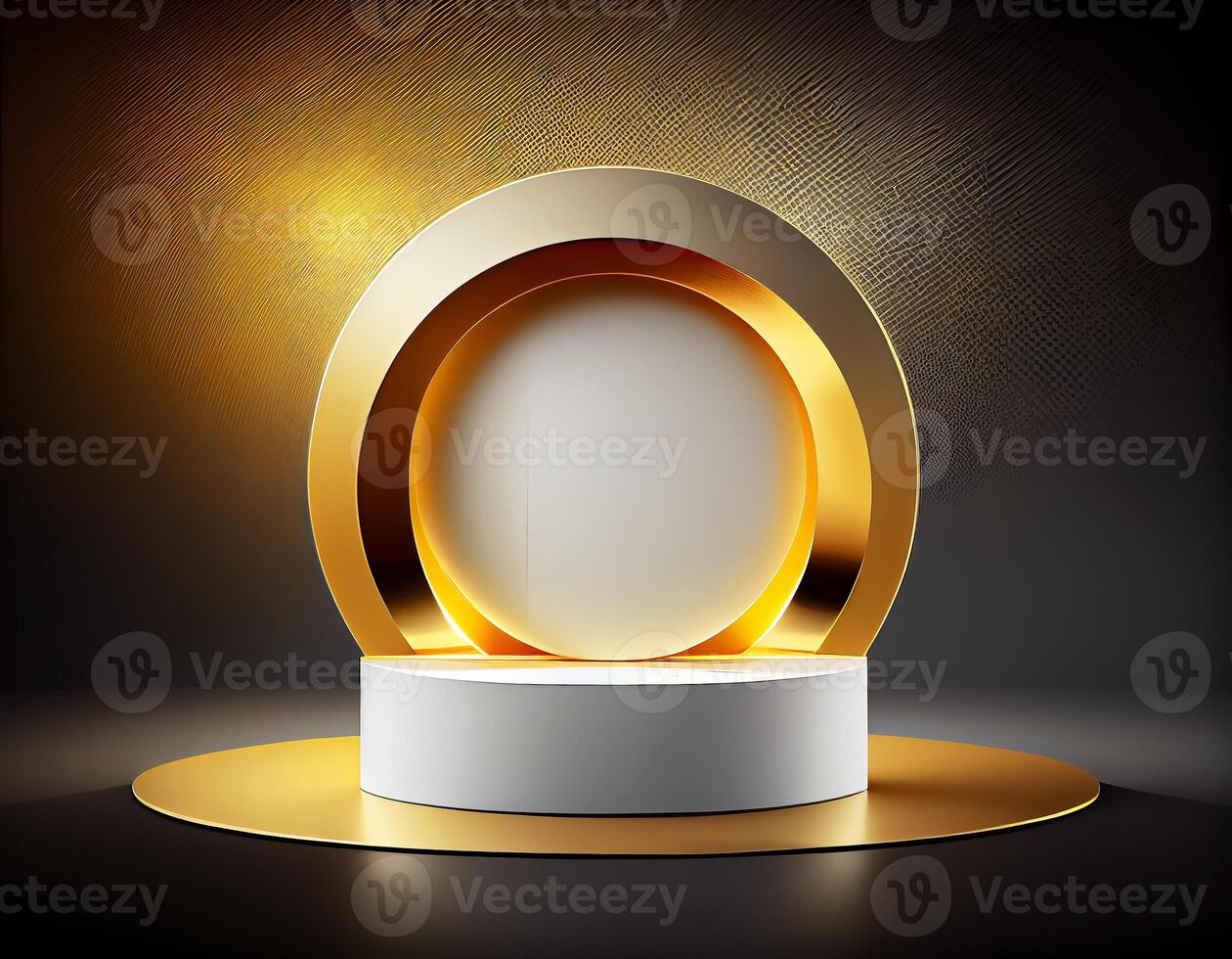 Abstract 3d podium for product presentation with geometric shapes, Empty round podium,Platforms for product presentation show new product background. photo
