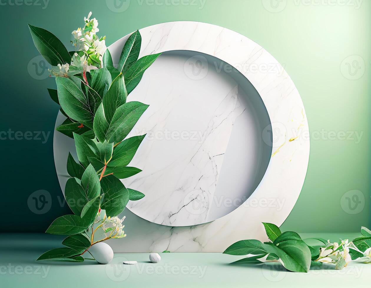 Abstract 3d podium for product presentation with geometric shapes, Empty round podium,Platforms for product presentation show new product background. photo