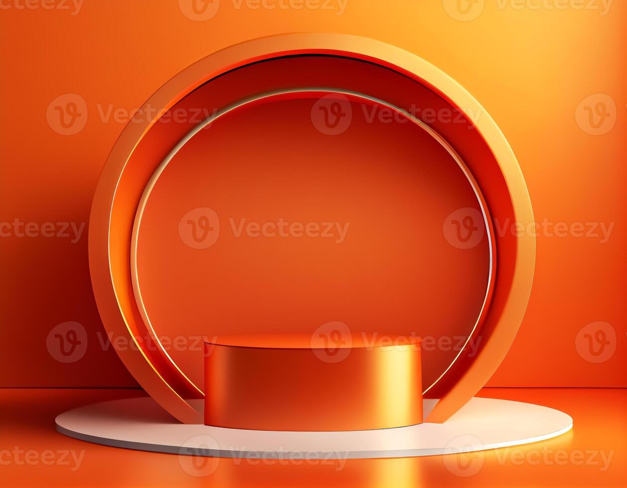 Abstract 3d podium for product presentation with geometric shapes, Empty round podium,Platforms for product presentation with shadows and light background. photo