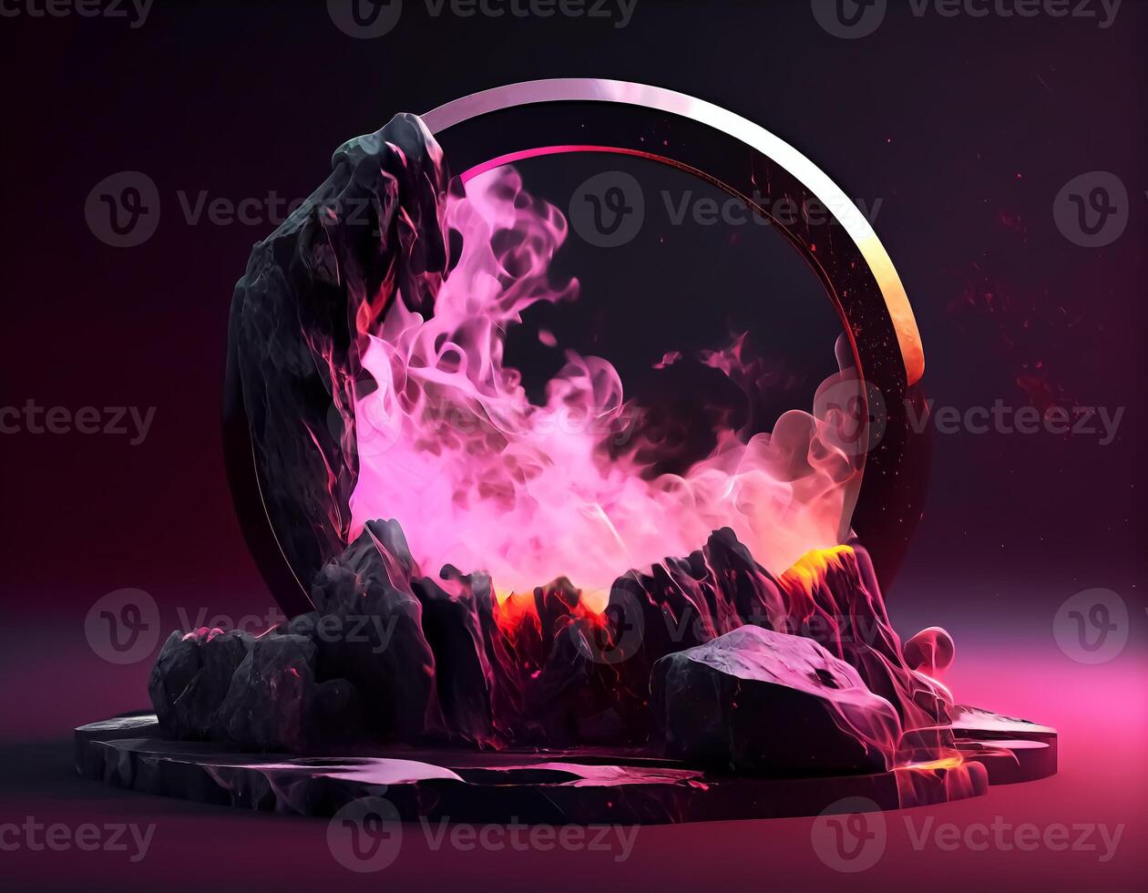 Abstract 3d podium for product presentation with geometric shapes, Empty round podium,Platforms for product presentation show new product background. photo