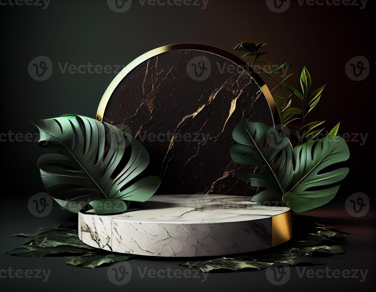 Abstract 3d podium for product presentation with geometric shapes, Empty round podium,Platforms for product presentation show new product background. photo