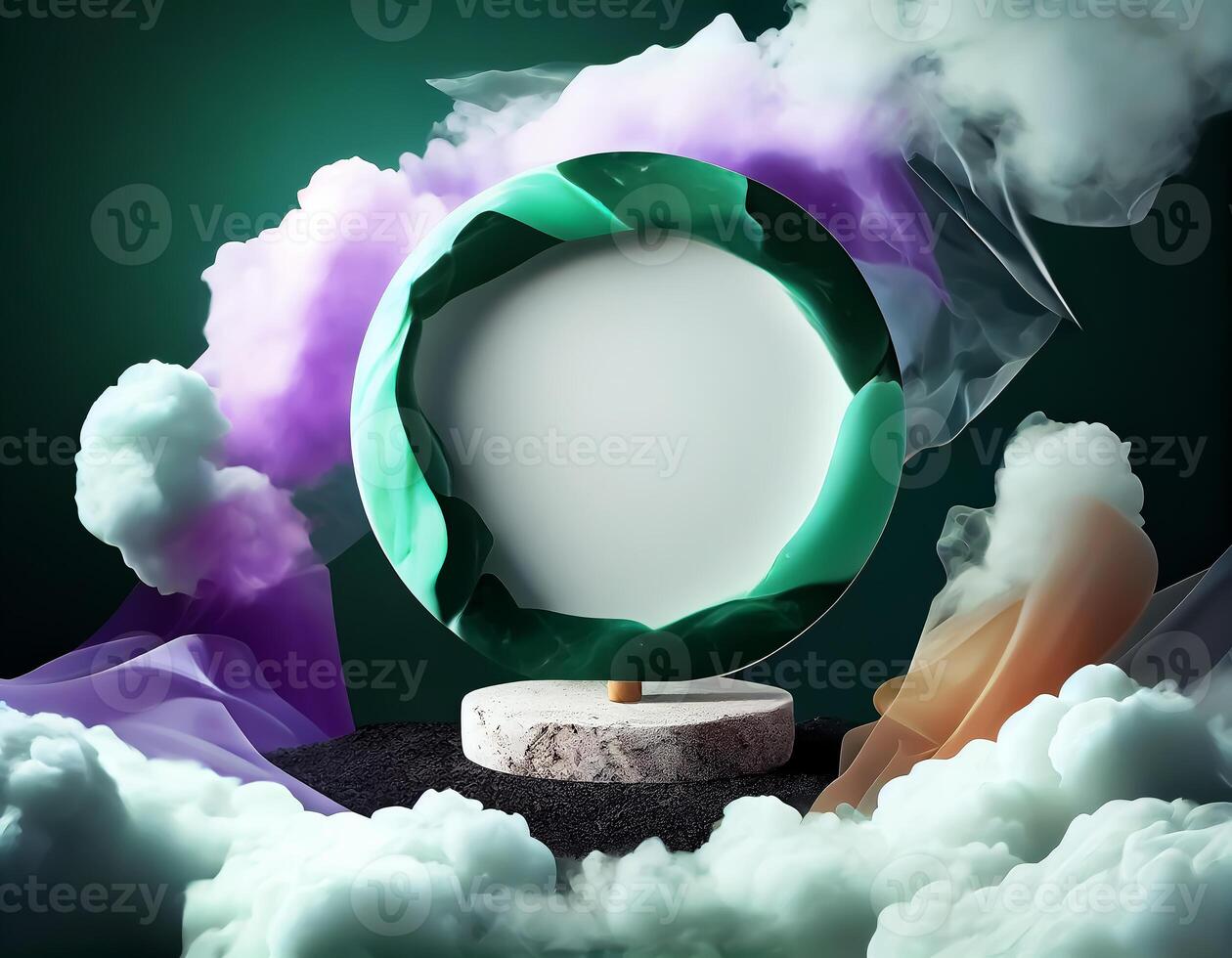 Abstract 3d podium for product presentation with geometric shapes, Empty round podium,Platforms for product presentation show new product background. photo