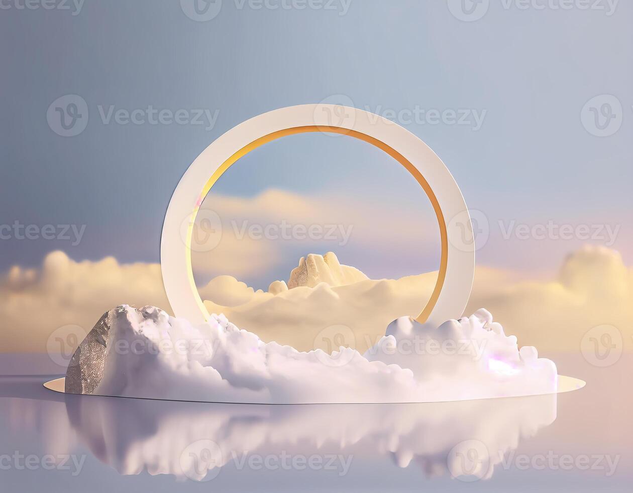 Abstract 3d podium for product presentation with geometric shapes, Empty round podium,Platforms for product presentation show new product background. photo