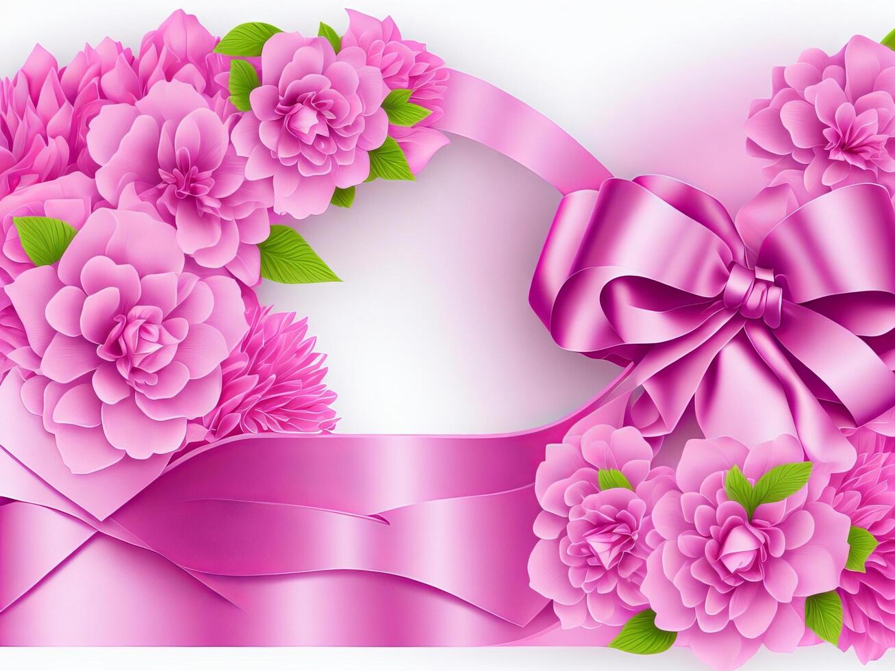 A pink ribbon with a bow on it, photo