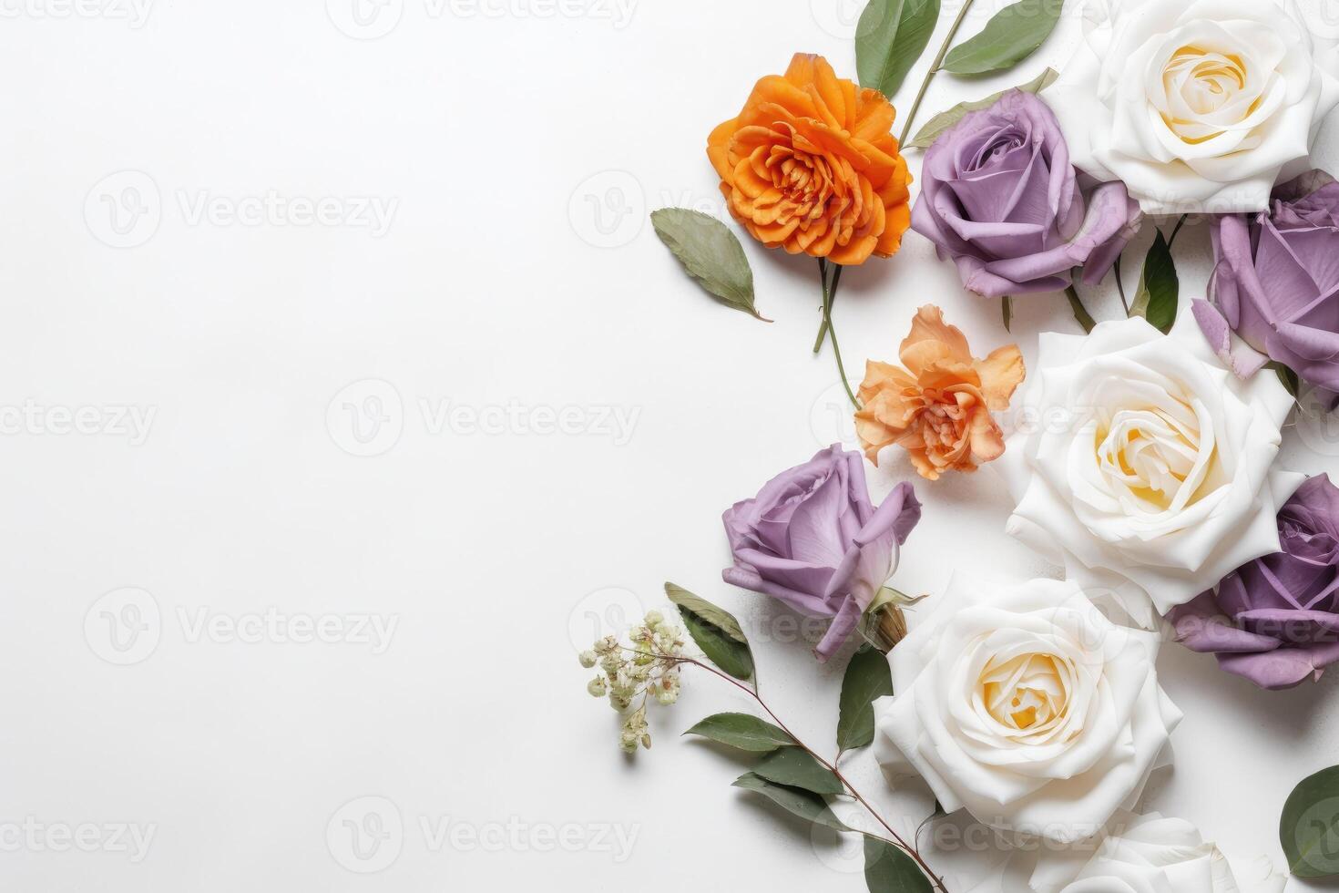 Beautiful floral onrament frame on a white background created with technology. photo
