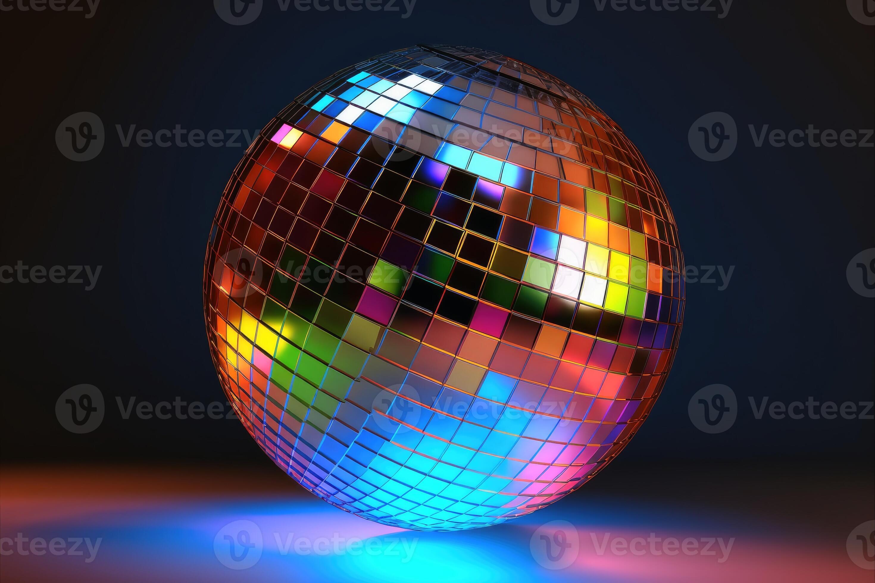 An 80s disco ball made of little mirrors created with technology