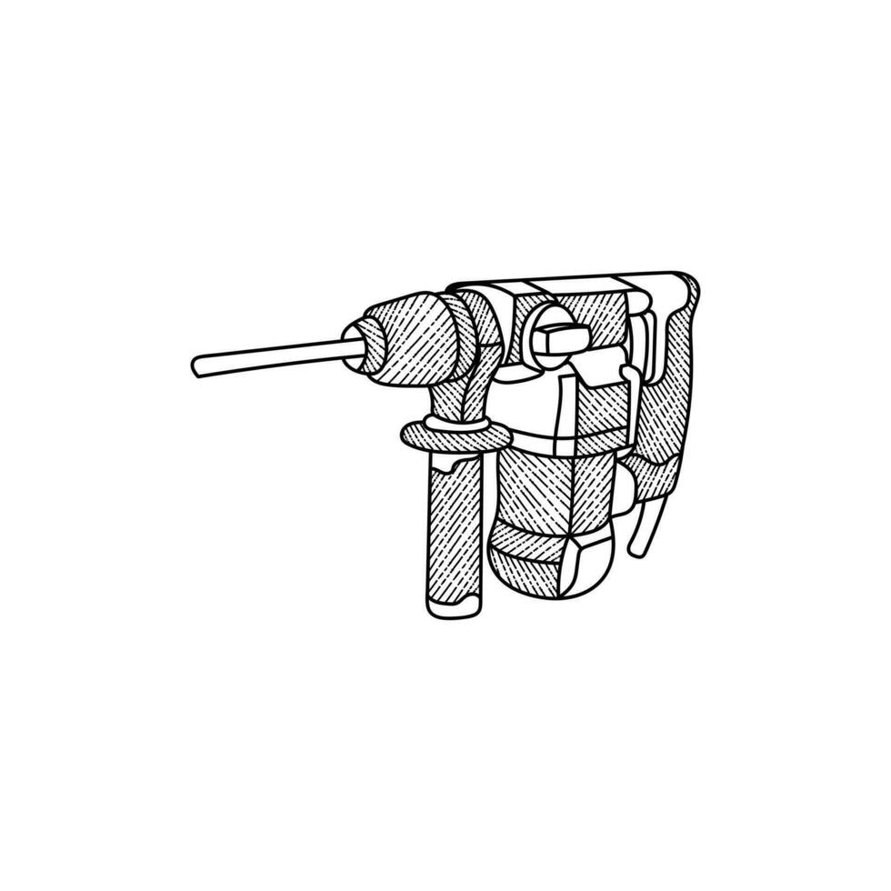 Rotary Hammer Machine Line Art Creative Design vector