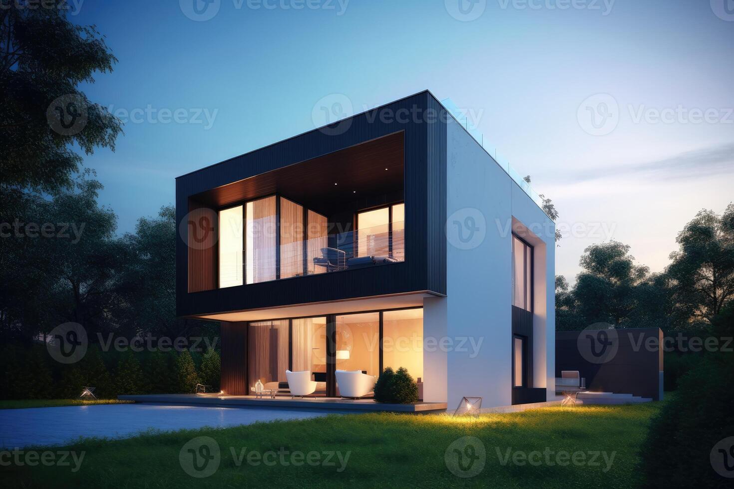 Modern smart home house concept created with technology. photo