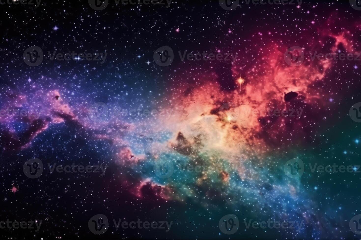Stunning colorful galaxies in the night sky created with technology. photo