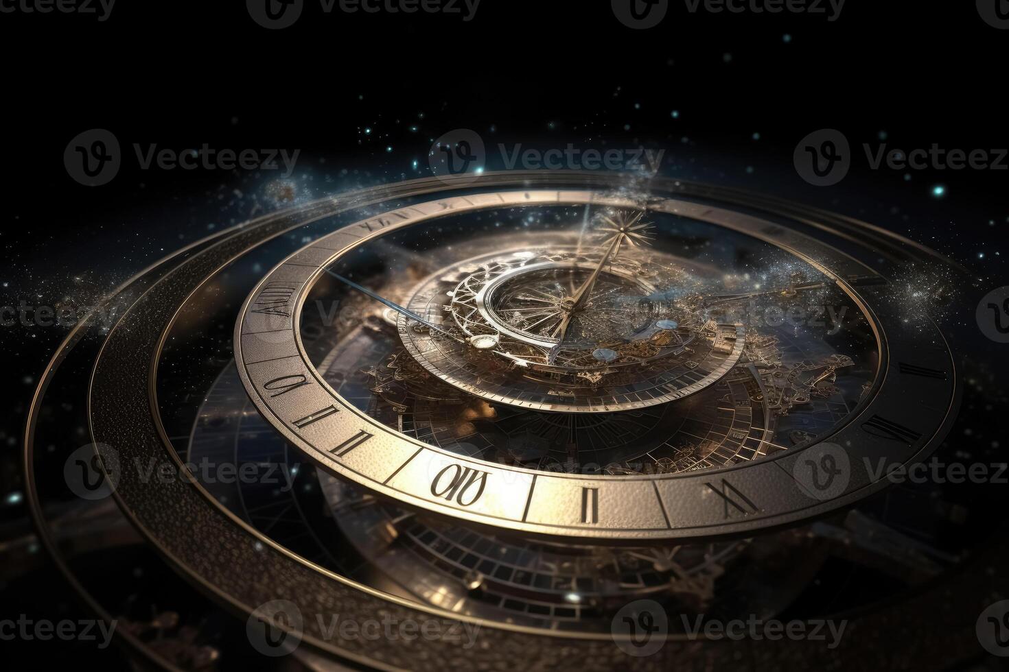 The concept of space and time in the theory of reality created with technology. photo
