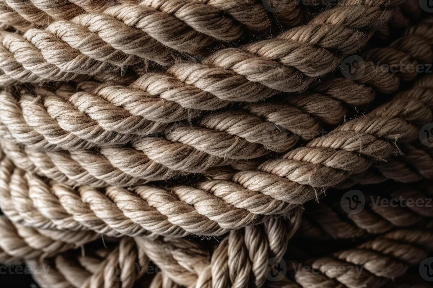 Braided rope on a roll background texture created with technology. photo