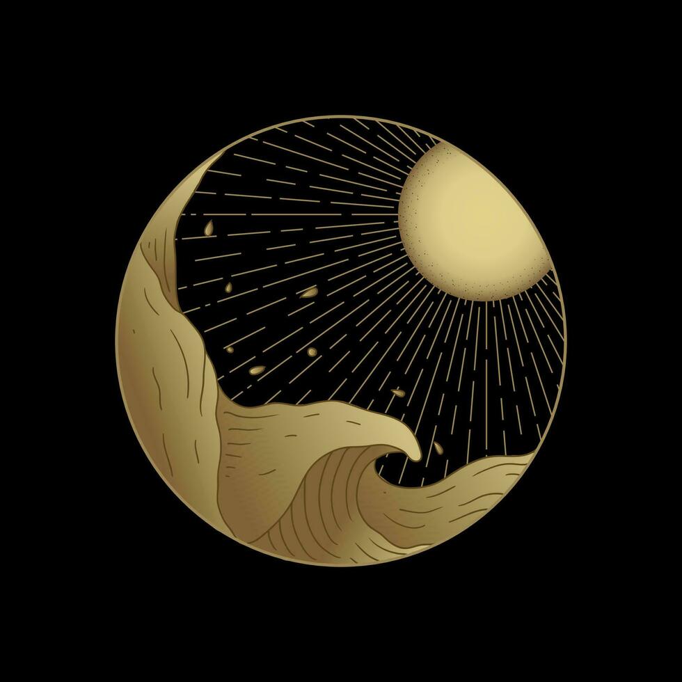 Raging Waves Under the Moonlight A Mesmerizing Nighttime Ocean vector