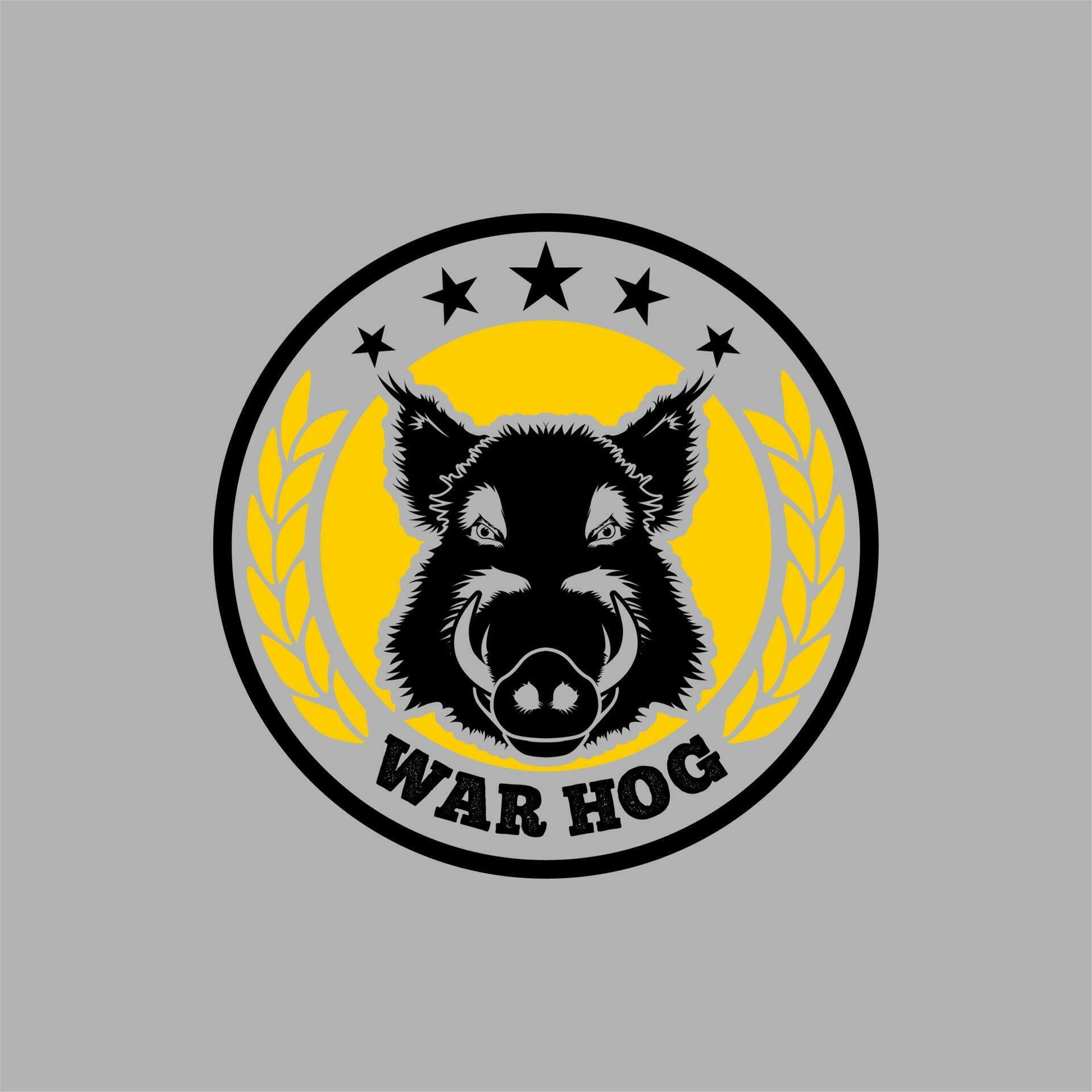 Boar head medal in laurel wreath design vector, Logo Coin with boar head 23772877 Vector Art at