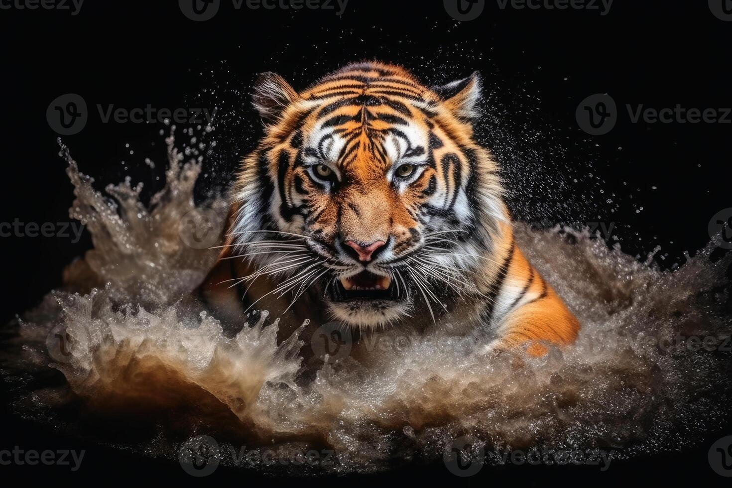 A close up portrait of mesmerizing tiger photography created with technology. photo