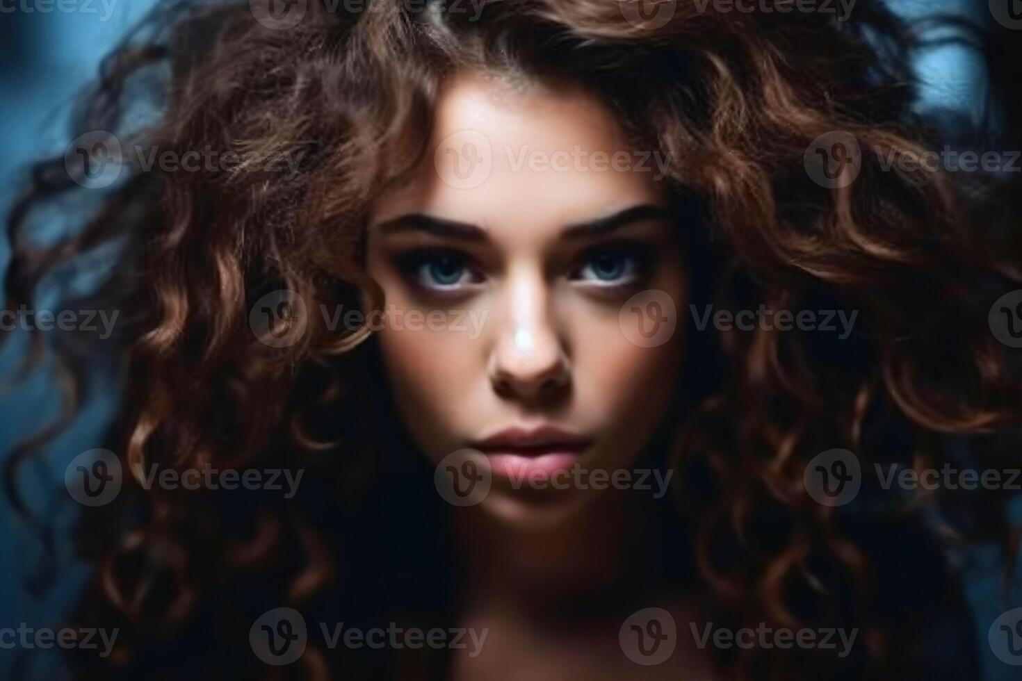 Stunning woman portrait close up created with technology. photo
