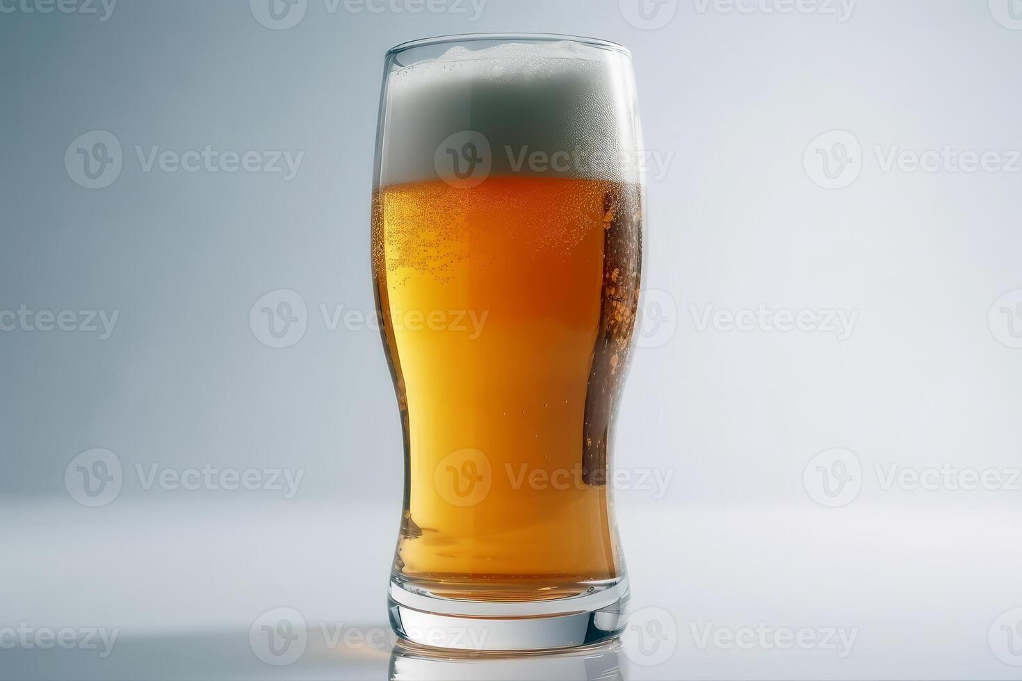 un grande vaso de cerveza en un blanco antecedentes creado con generativo ai tecnología. foto