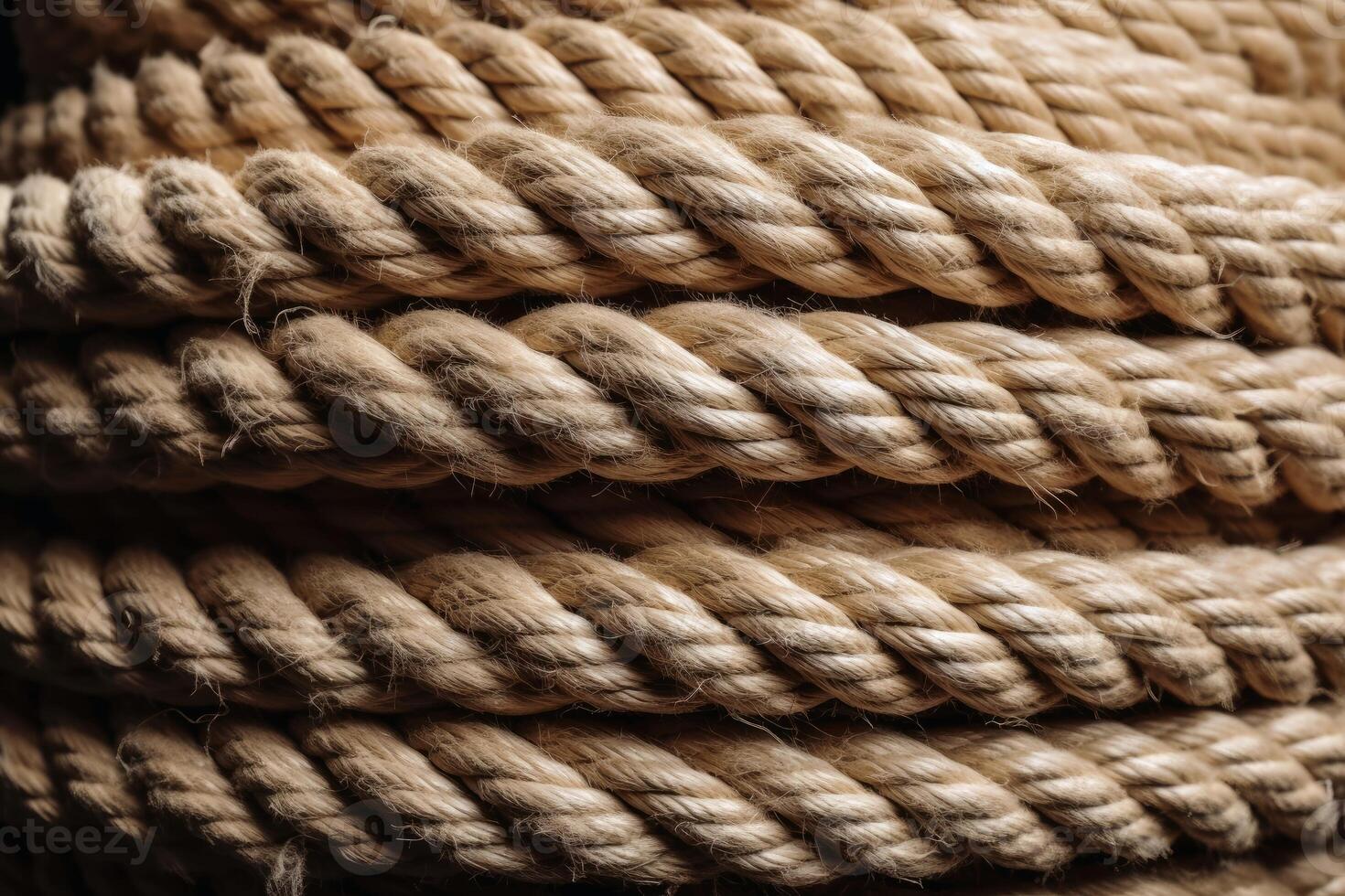 Braided rope on a roll background texture created with technology. photo