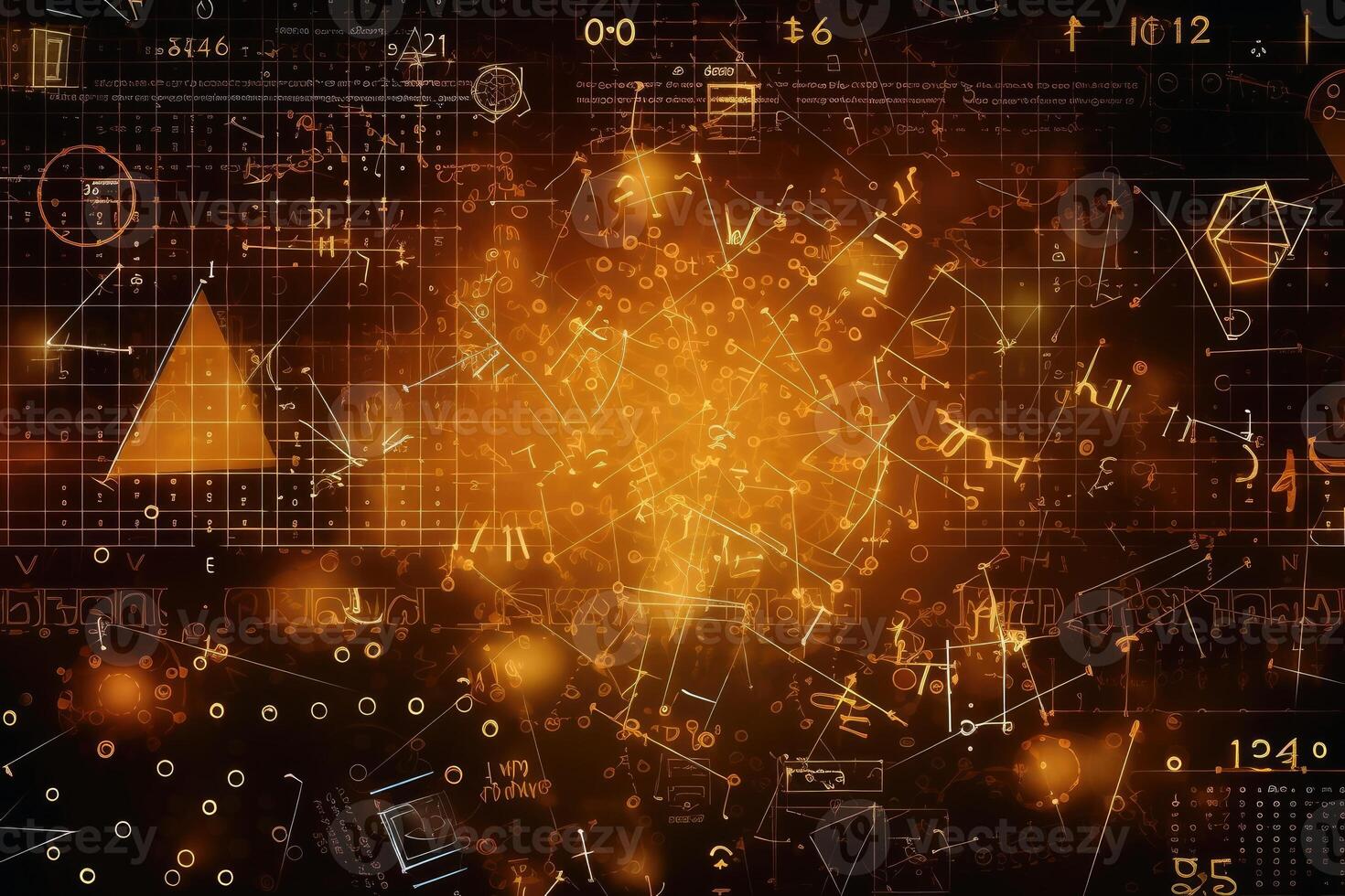 Mathematics background with lots of numbers and symbols created with technology. photo