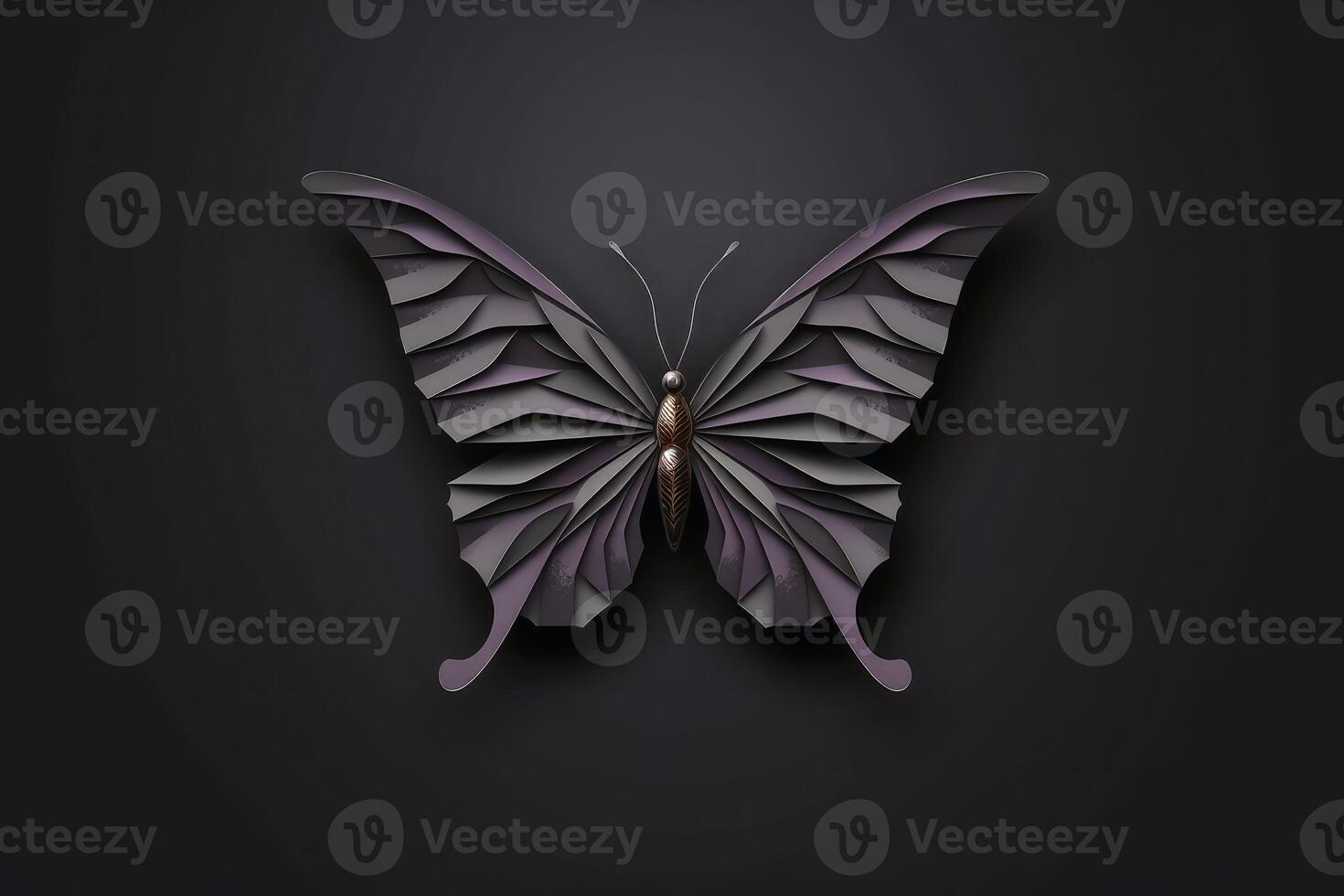 A beautiful butterfly in paper style created with technology. photo