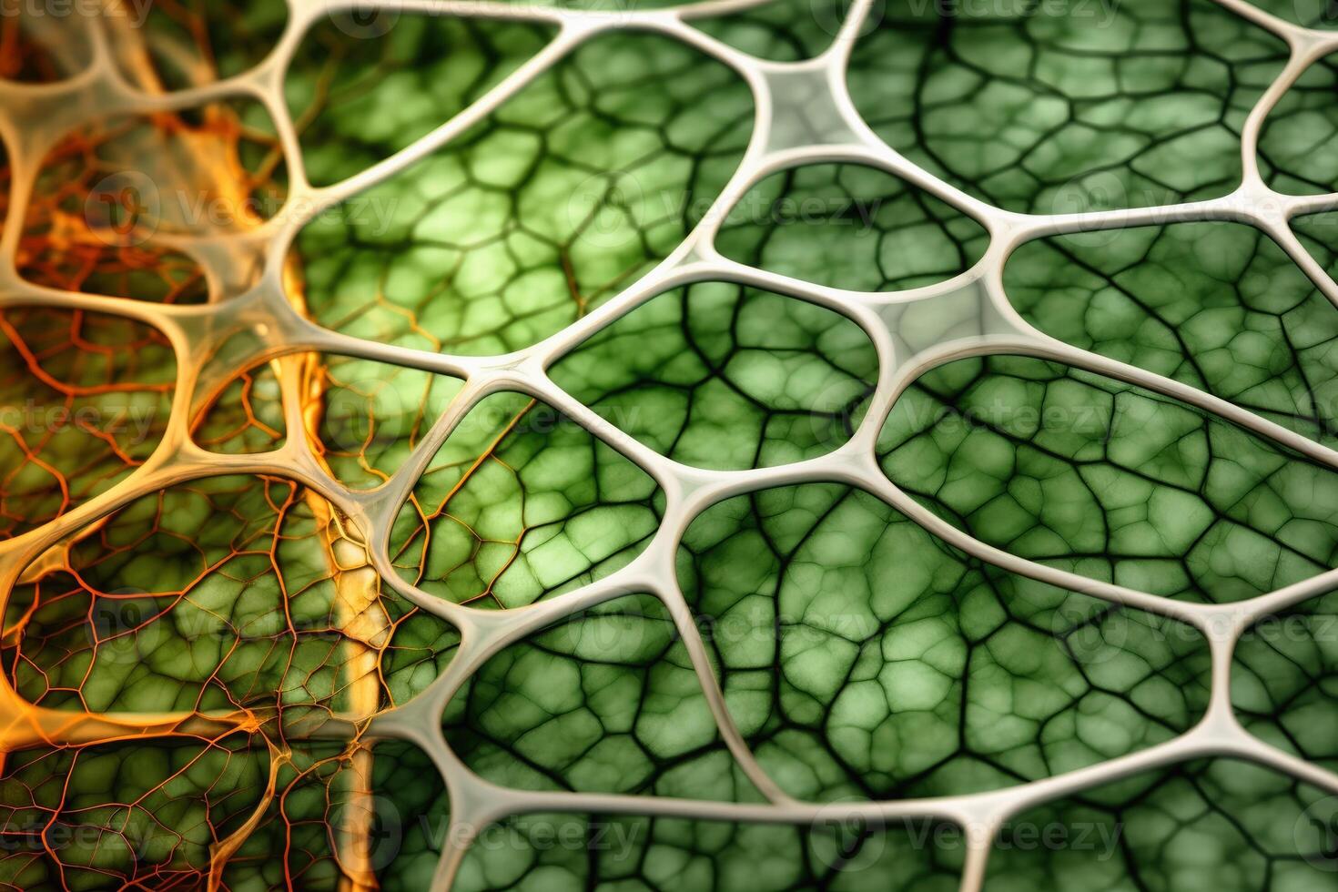 Closeup of plant cell structures background created with technology. photo