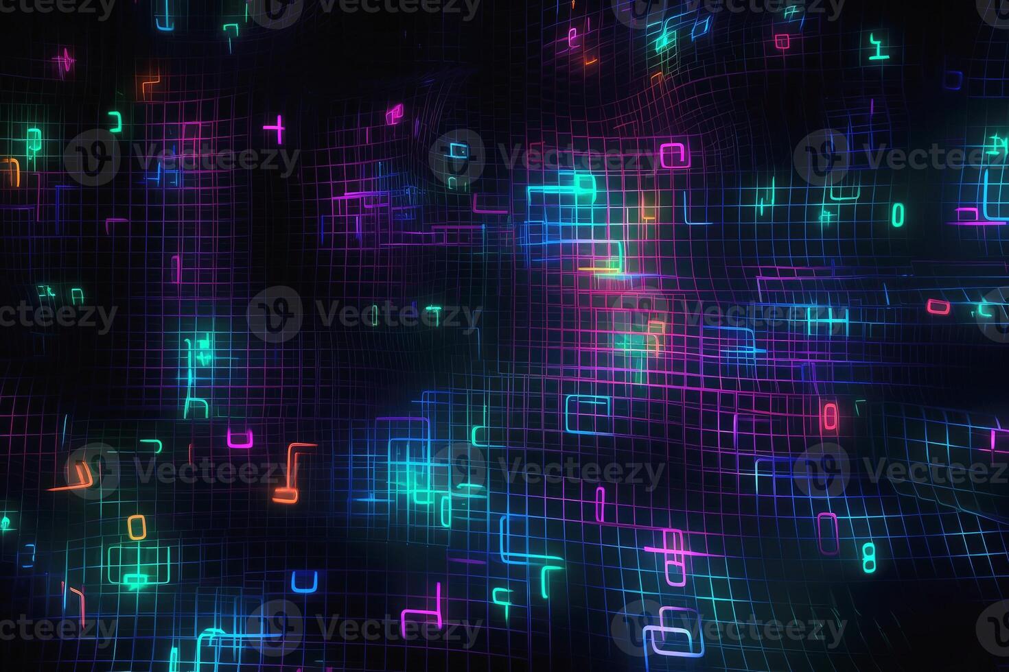 Abstract mathematical background glowing with lines and waves created with technology. photo