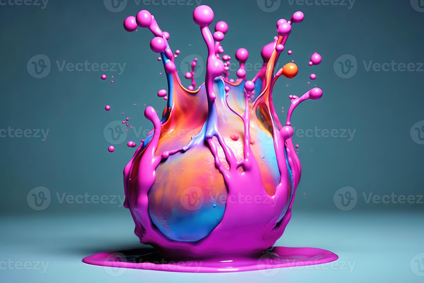 A liquid splashing artwork in beautiful colors created with technology. photo