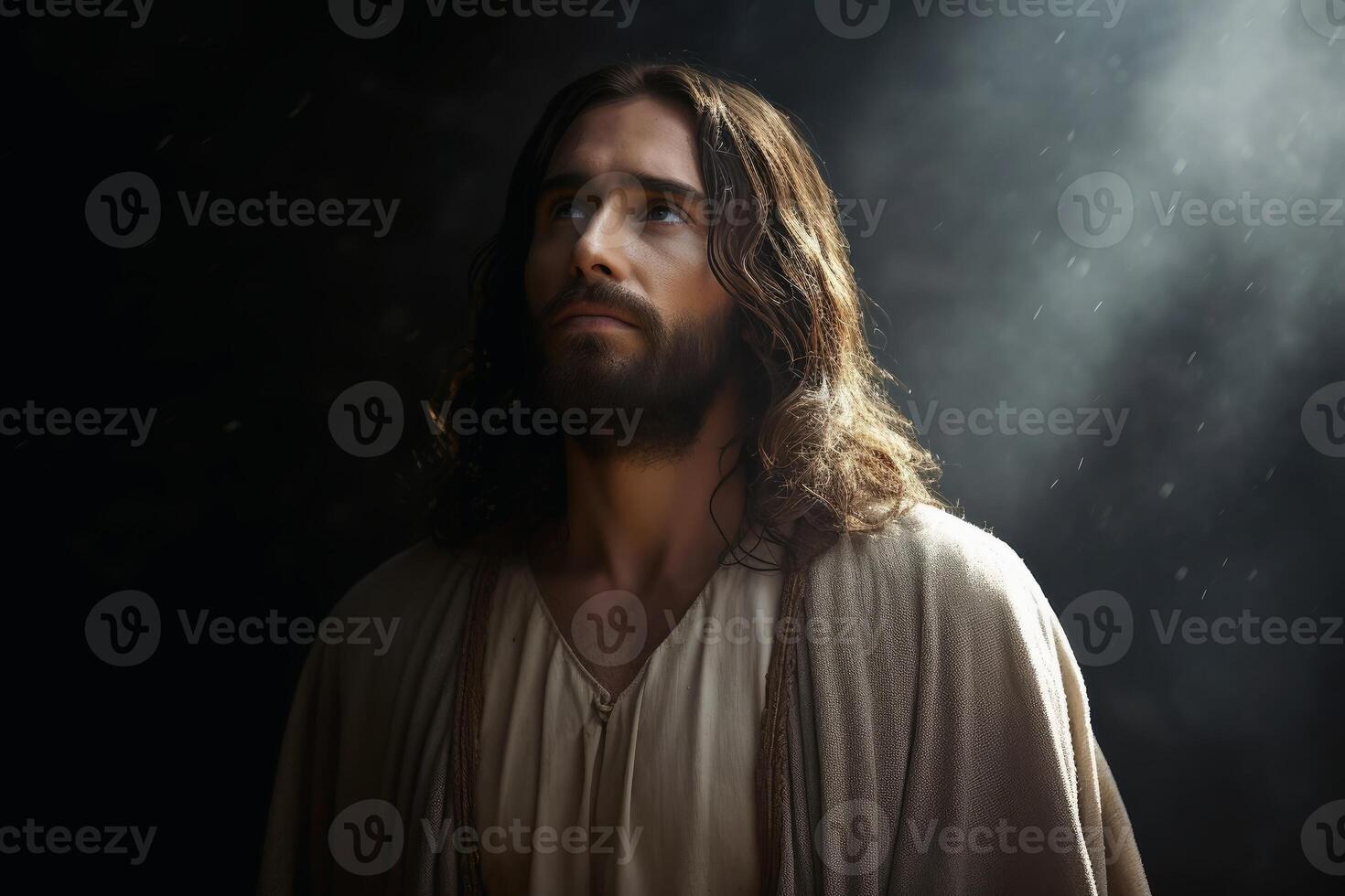 Jesus Christ savior of the world created with technology. photo